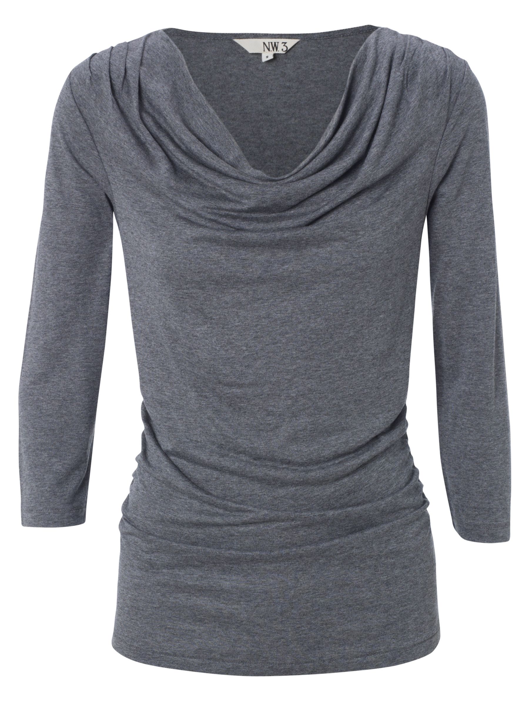 Cowl Neck T-Shirt, Storm Melange