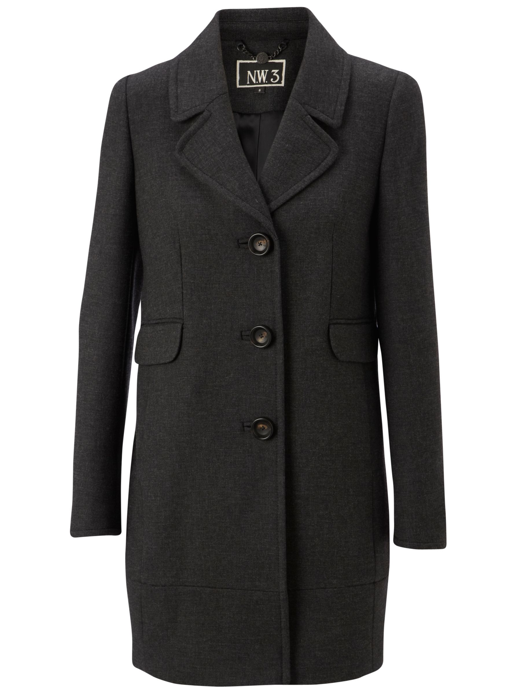 NW3 by Hobbs Double Wool Coat, Granite, 10 at John Lewis