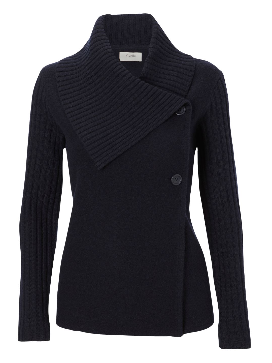 Viyella Boiled Wool Cardigan, Indigo at John Lewis