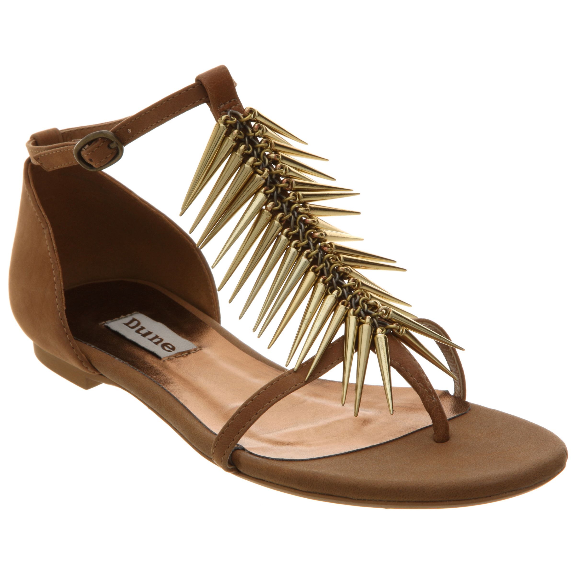 Dune Hitch Spike Flat Sandals, Tan