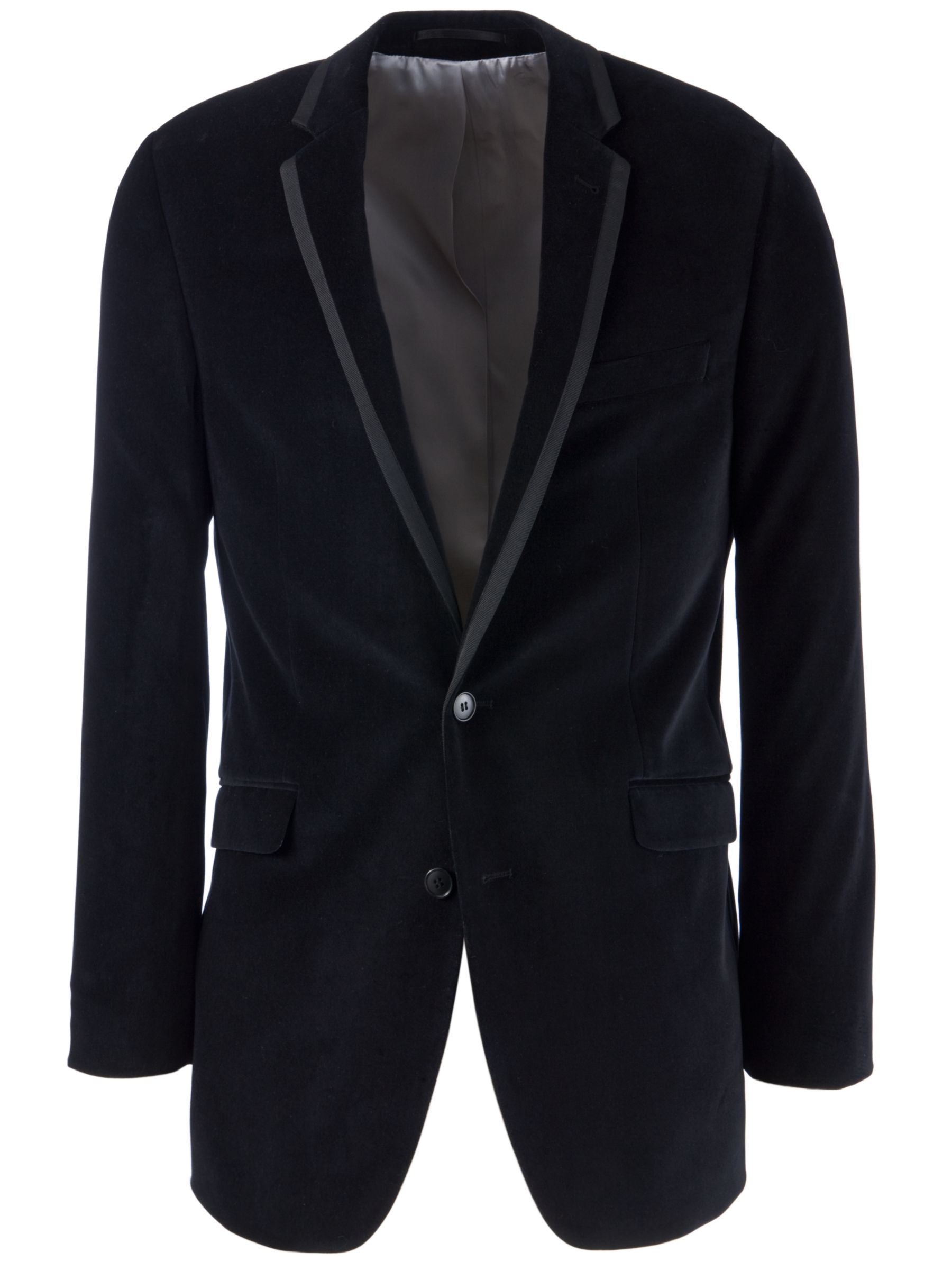 John Lewis Men Grossgrain Trim Velvet Jacket, Black at John Lewis