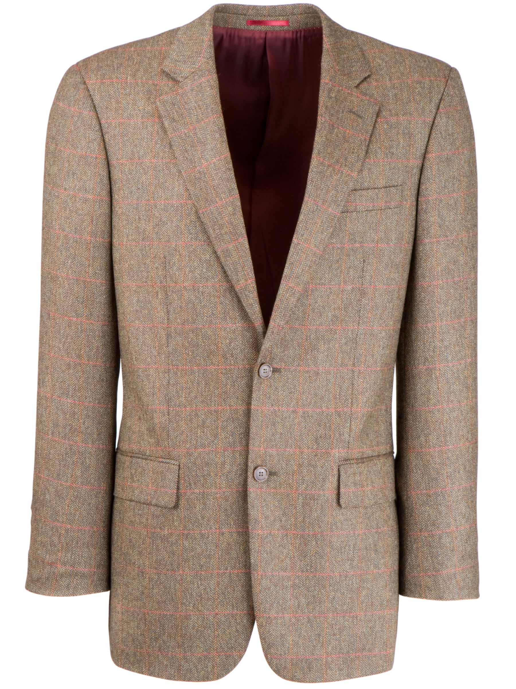 John Lewis Italian Check Jacket, Brown/Red at John Lewis