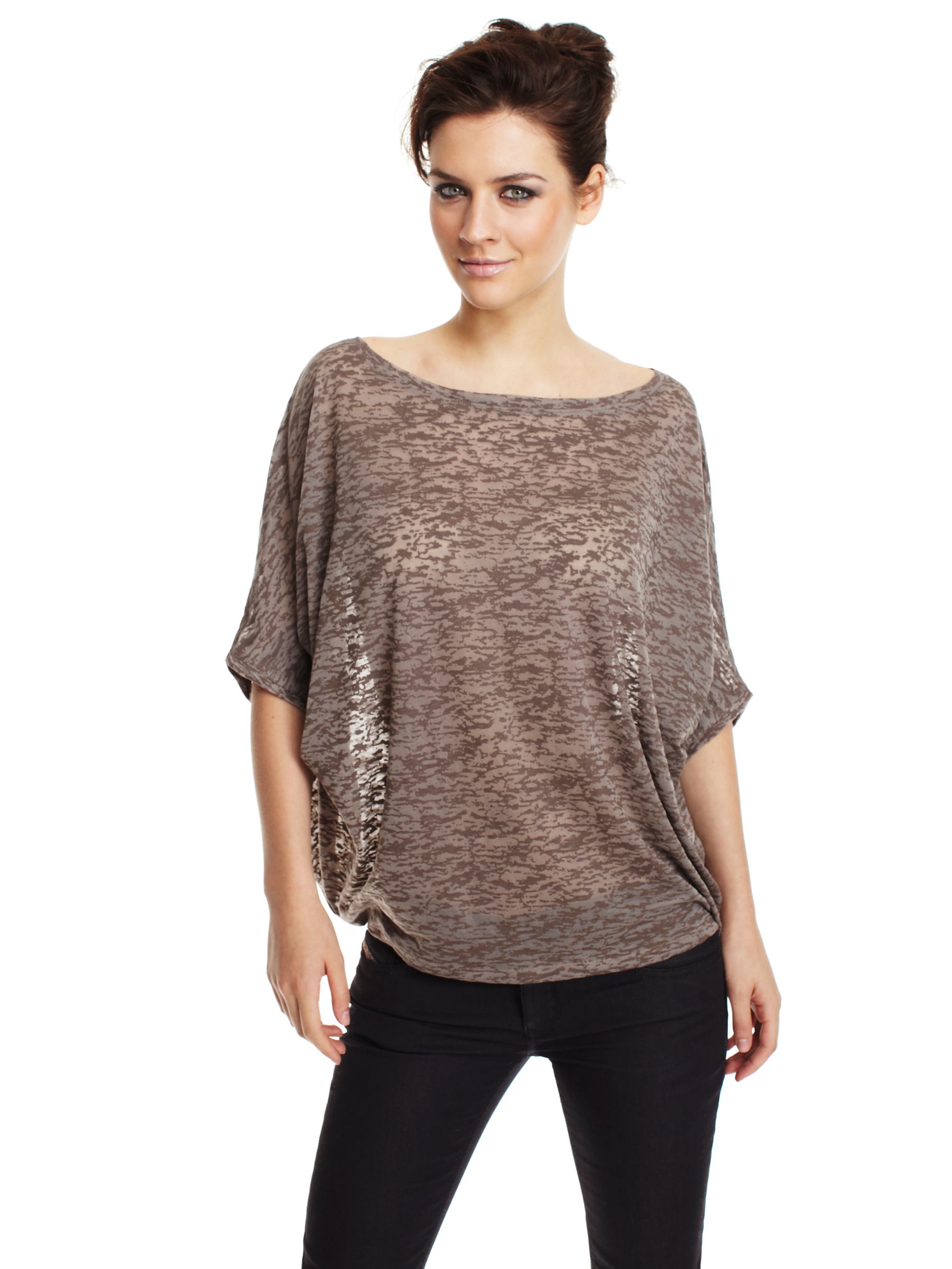 Whistles Burn Out Bubble T-Shirt, Chocolate