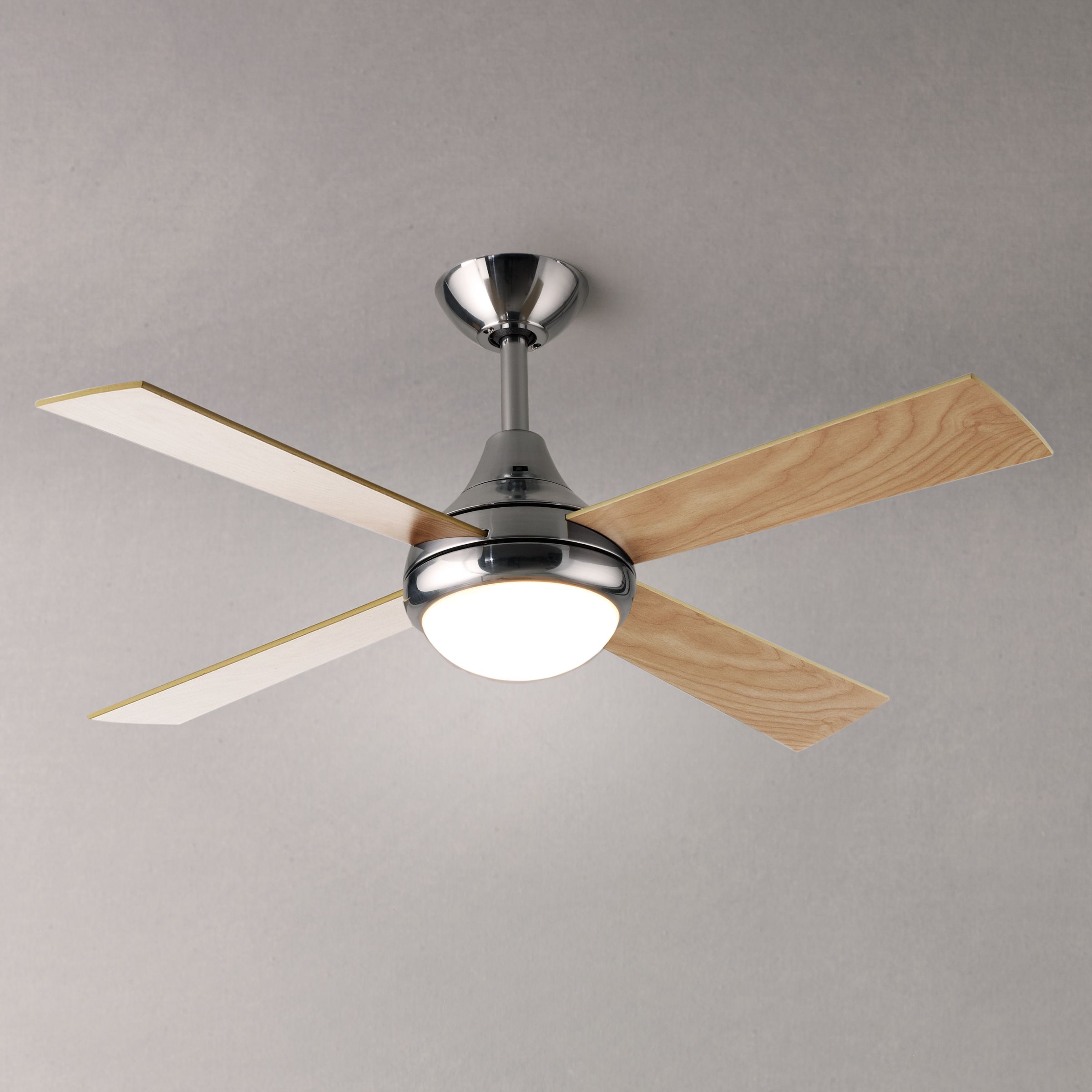 Fantasia Sigma Ceiling Fan and Light, Stainless Steel at John Lewis