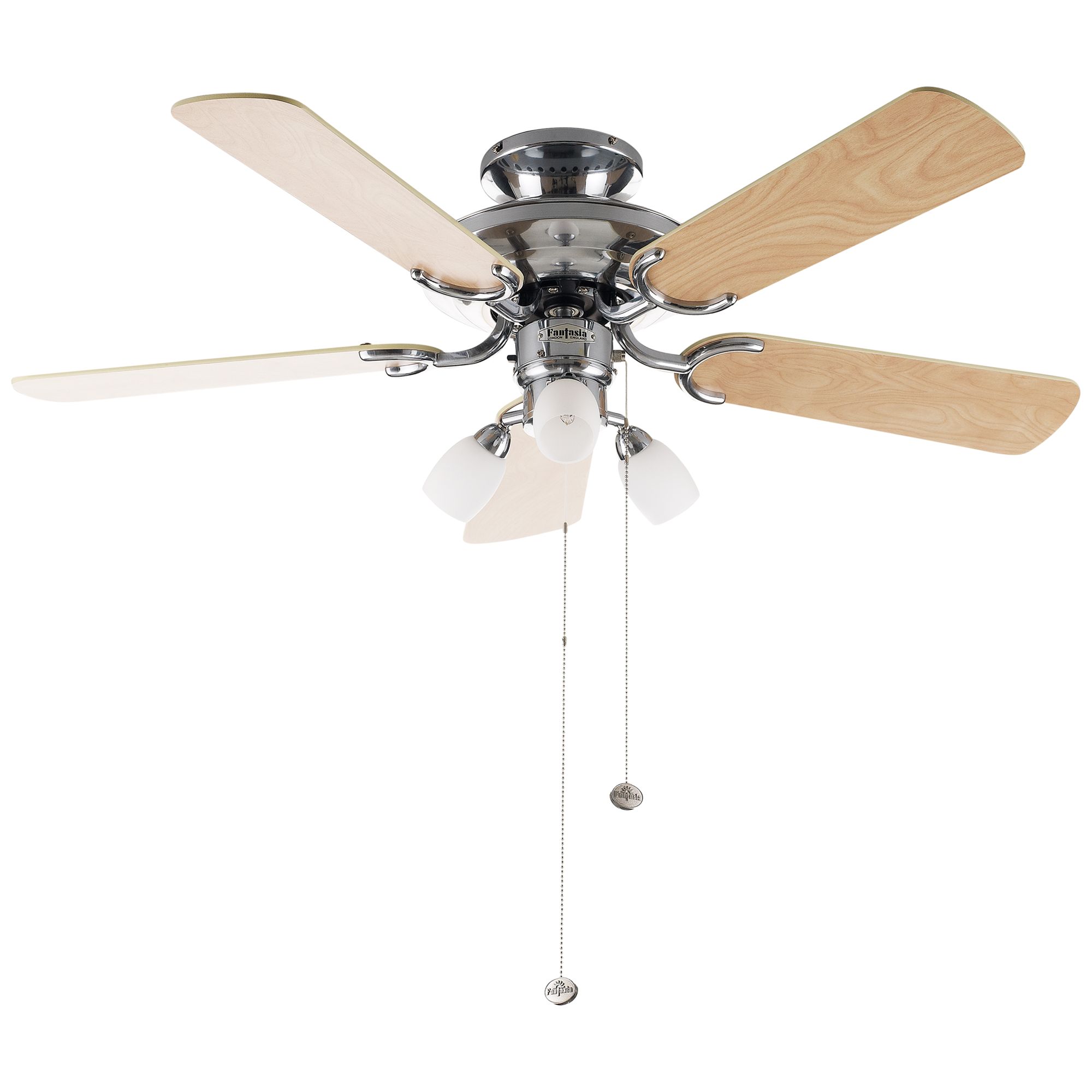 Fantasia Mayfair Ceiling Fan and Light, Stainless Steel at John Lewis