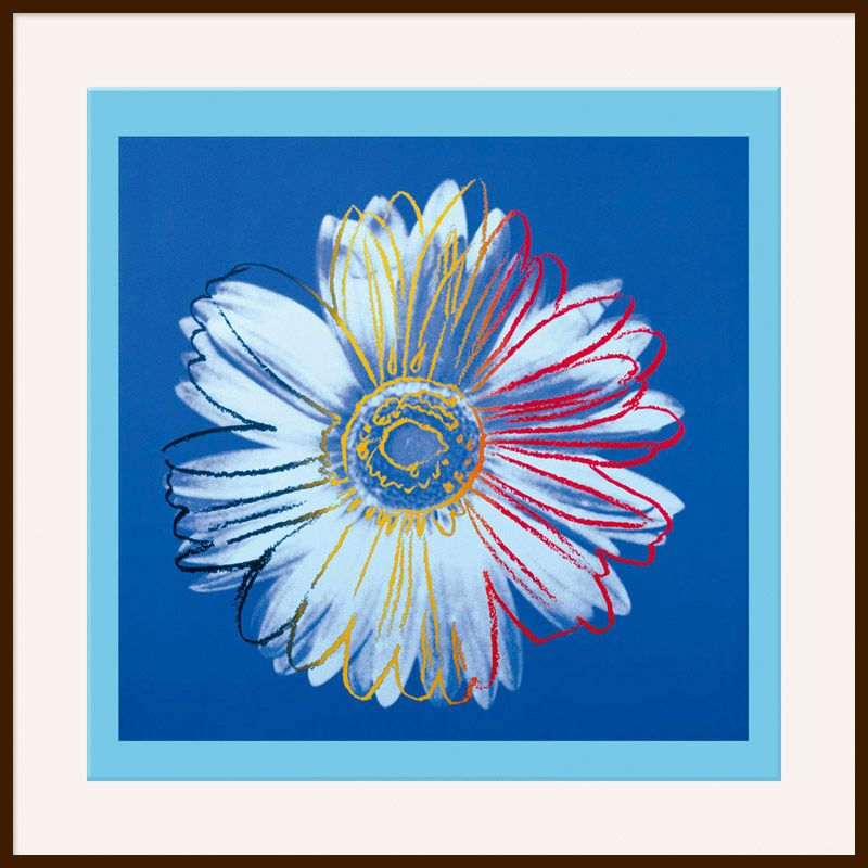 Warhol - Daisy 1982, Blue on Blue, Dark Frame, 110 x 110cm at John Lewis