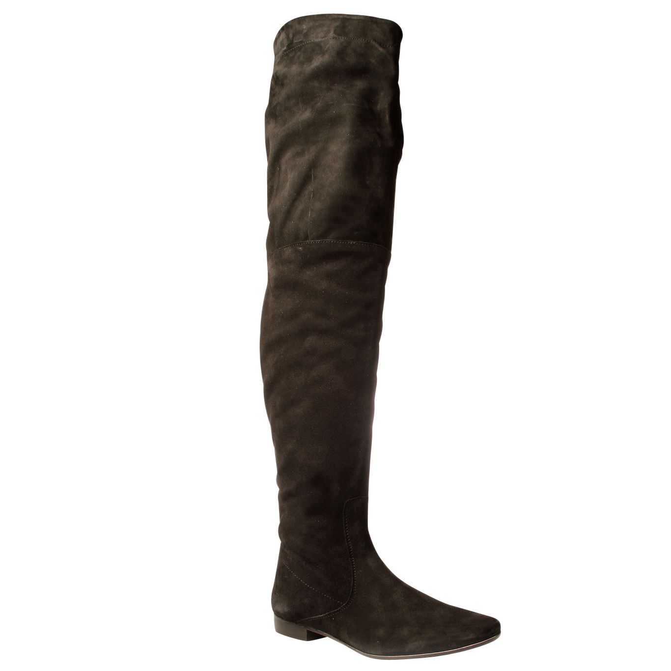 KG by Kurt Geiger Velveteen Flat Thigh High Boots, Black, 4 at John Lewis