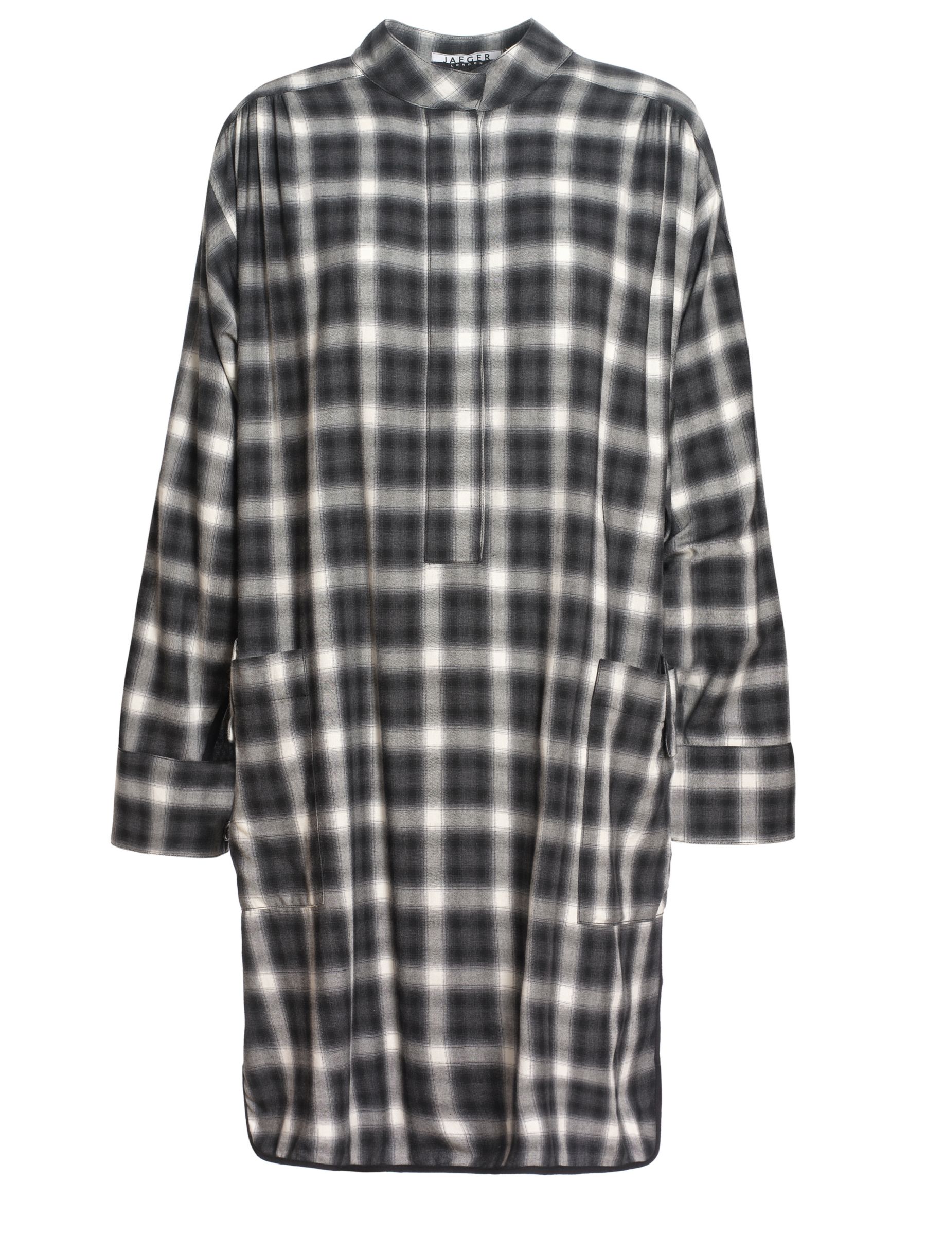 Jaeger Lauren Shadow Check Dress, Grey at John Lewis