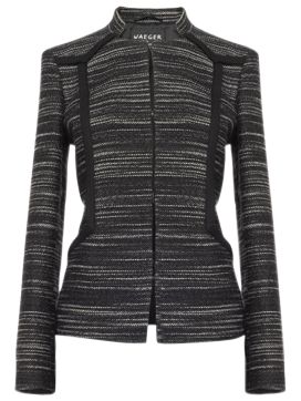 Jaeger Tweed Braid Jacket, Black at John Lewis