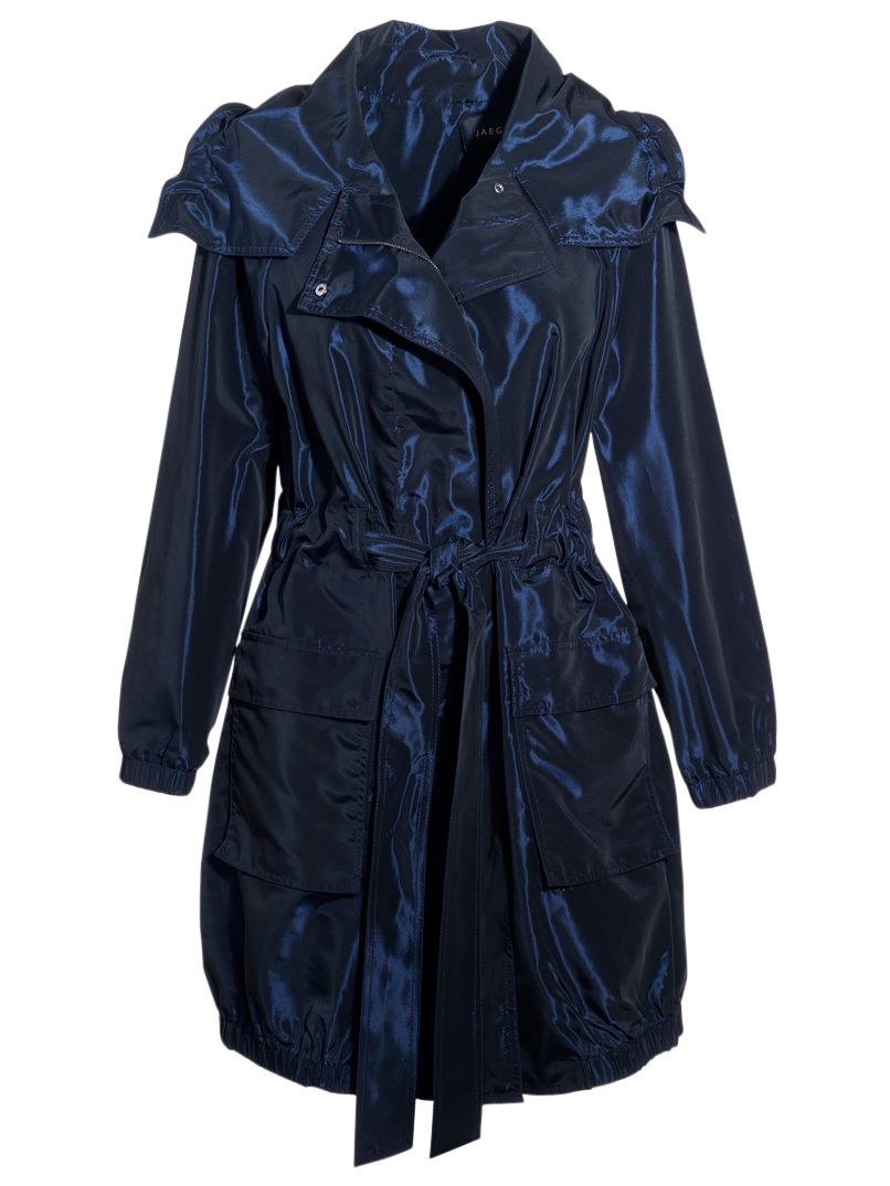 Jaeger Frill Collar Raincoat, Navy at John Lewis