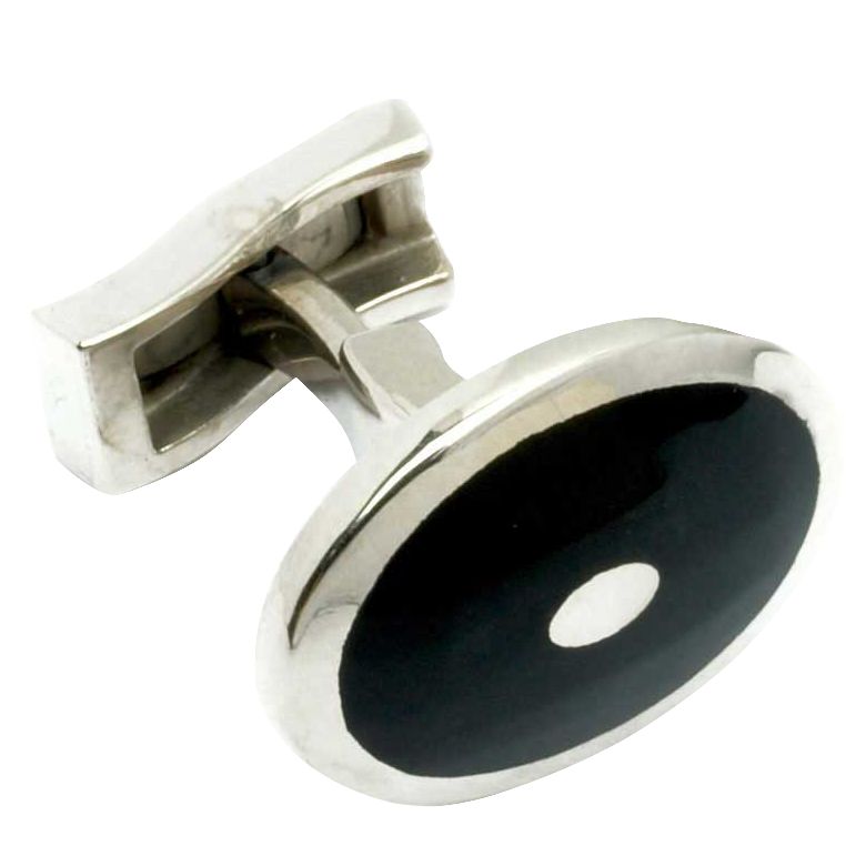 T.M. Lewin Oval Enamel Cufflinks, Black