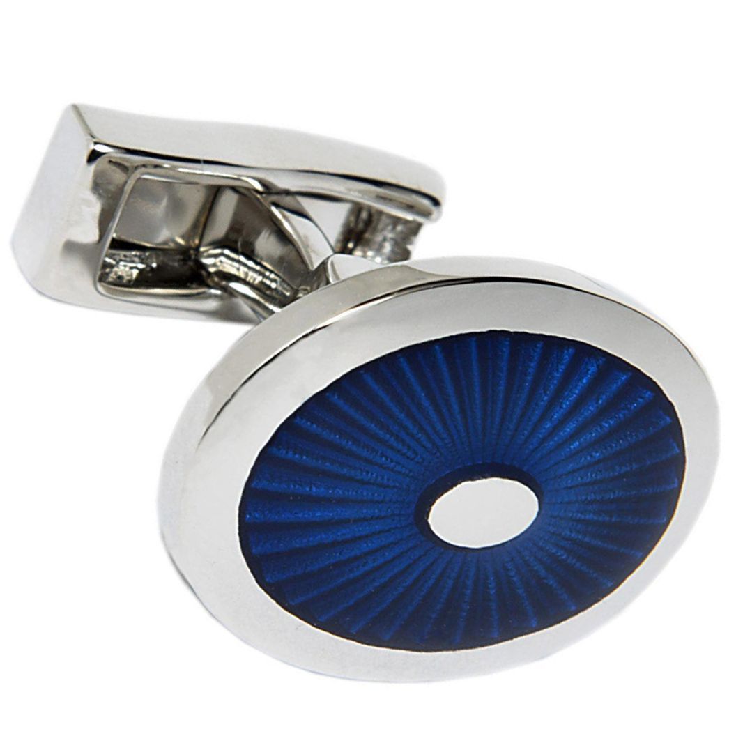 Oval Enamel Cufflinks, Navy