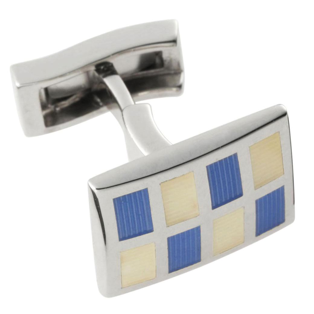 Glass Enamel Cufflinks, Blue