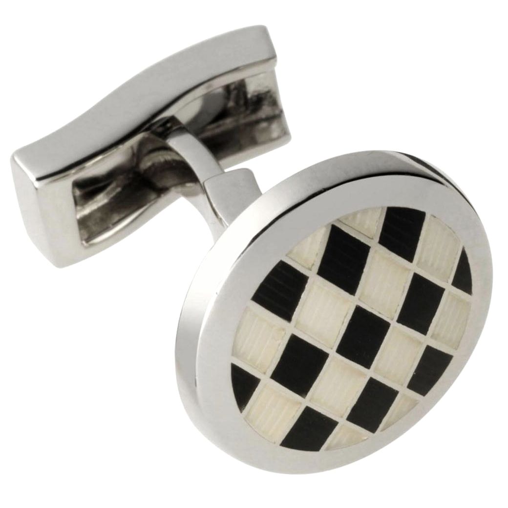 T.M Lewin Circular Cufflinks, Black/white