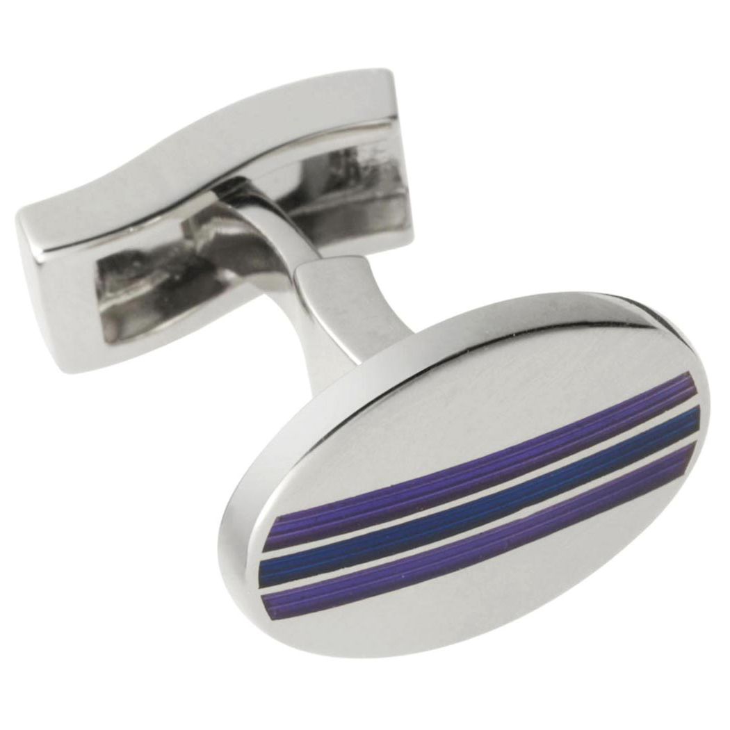 T.M. Lewin Retro Stripe Cufflinks, Lilac/Navy