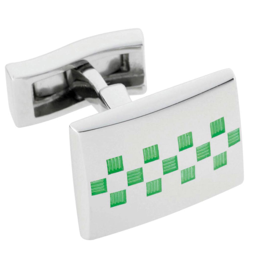 T.M. Lewin Check Cufflinks, Green