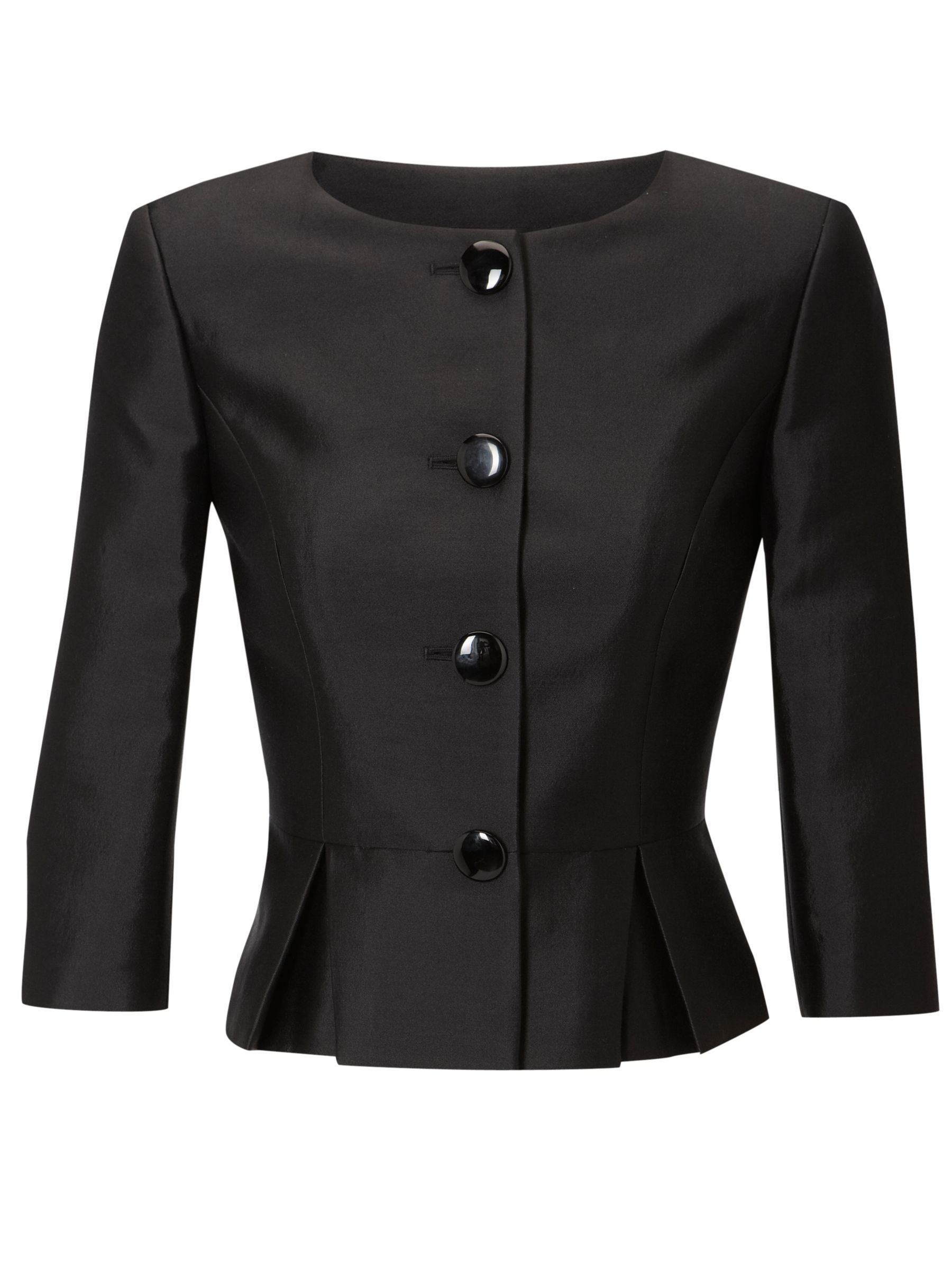 Hobbs Bess Wool Silk Mix Jacket, Black at John Lewis