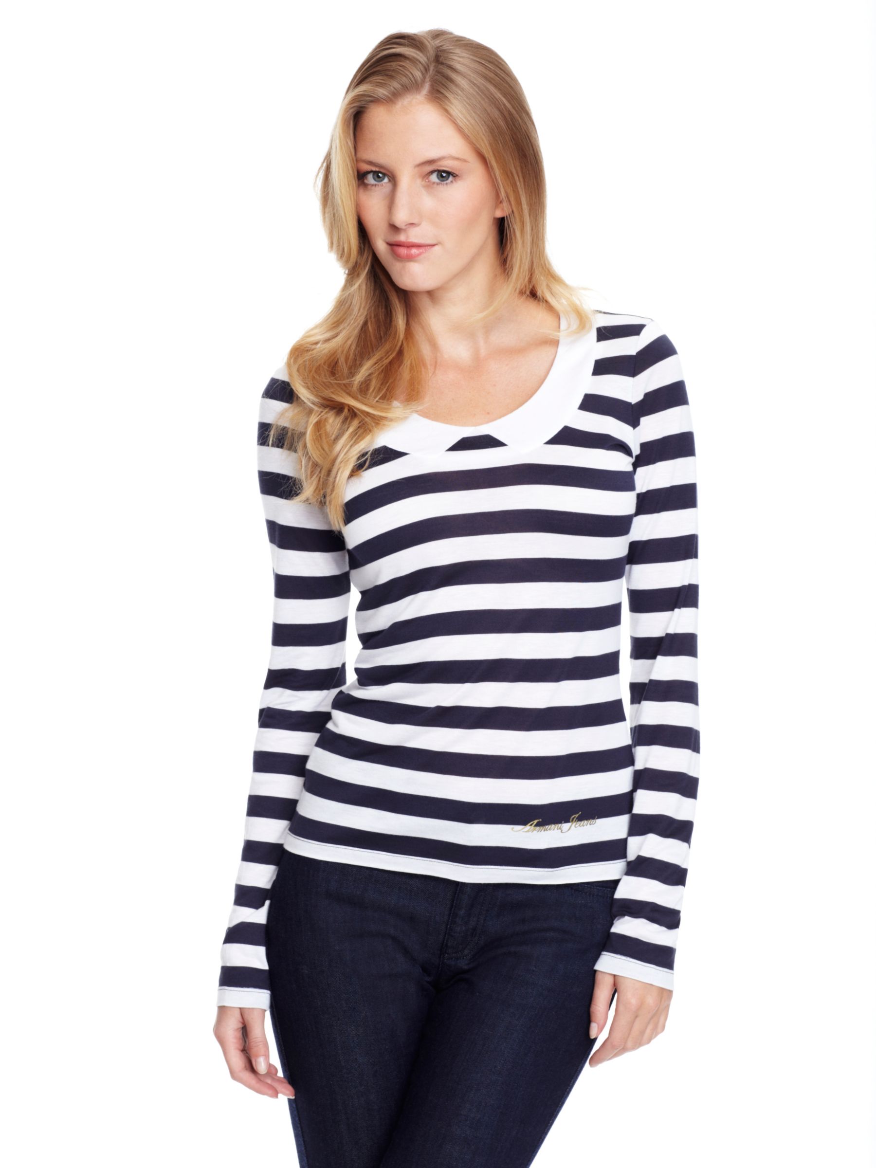 Mock Collar Stripe T-Shirt,