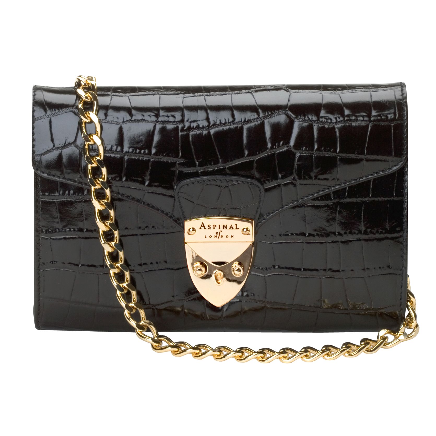 Aspinal Manhattan Clutch Handbag, Black at John Lewis