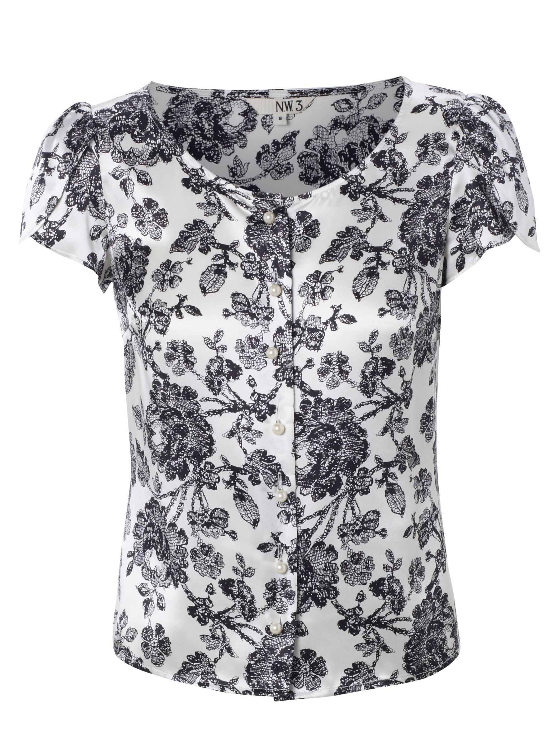 Lace Tulip Blouse, Black/Limestone