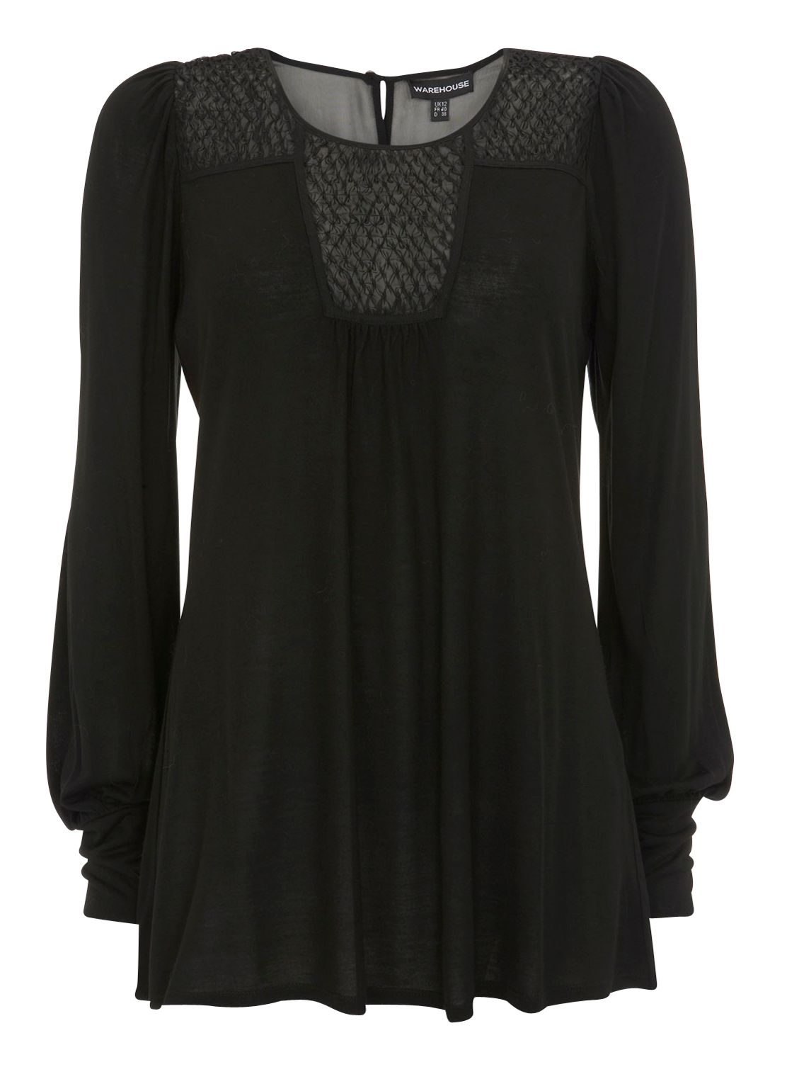 Warehouse Smock Bib Blouse, Black