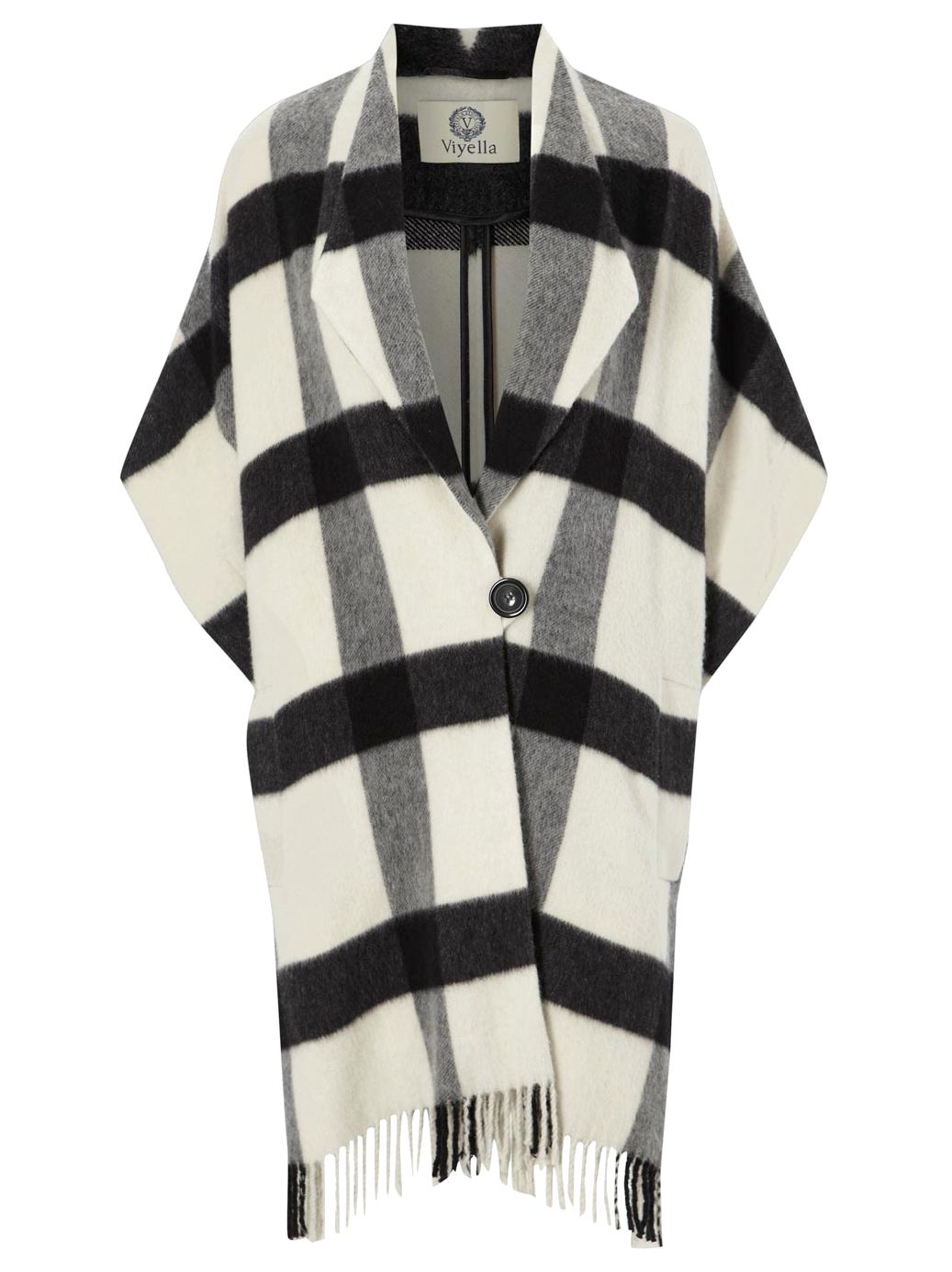 Viyella Check Coatigan, White/black at John Lewis