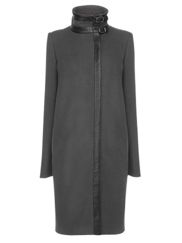 Jaeger Buckle Collar Coat, Charcoal at John Lewis