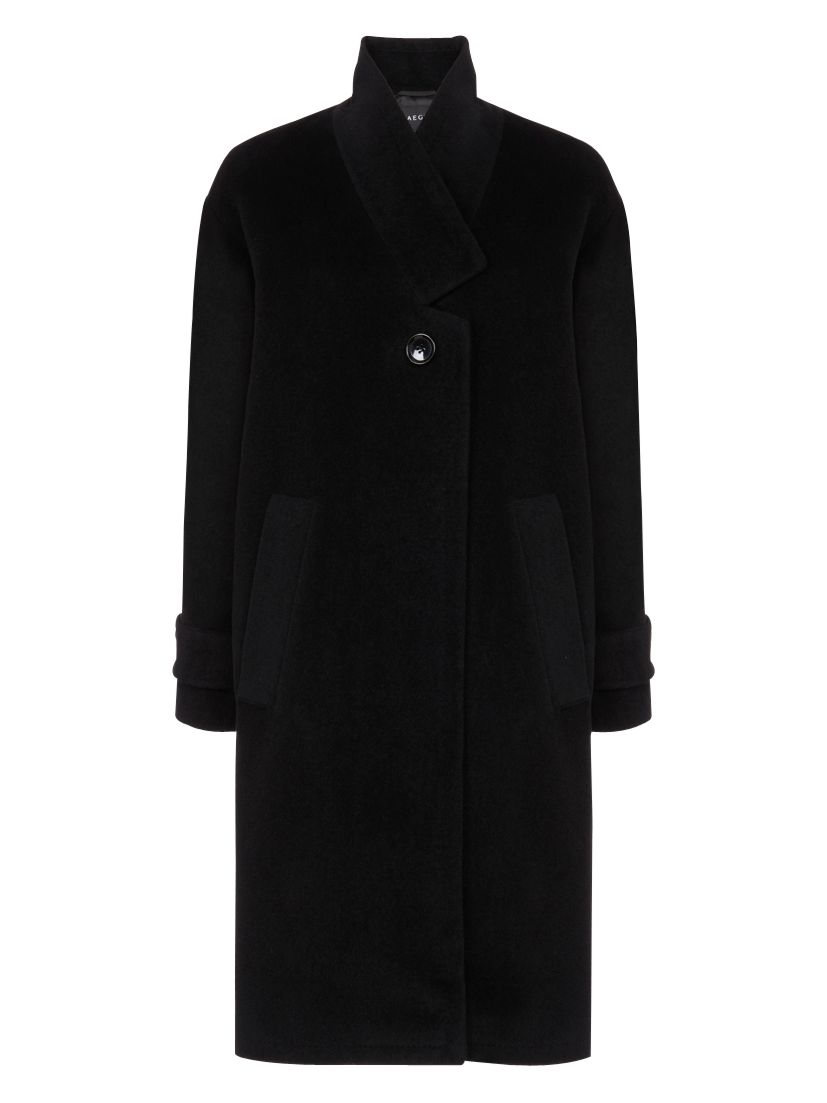 Jaeger Stand Collar Coat, Black at JohnLewis