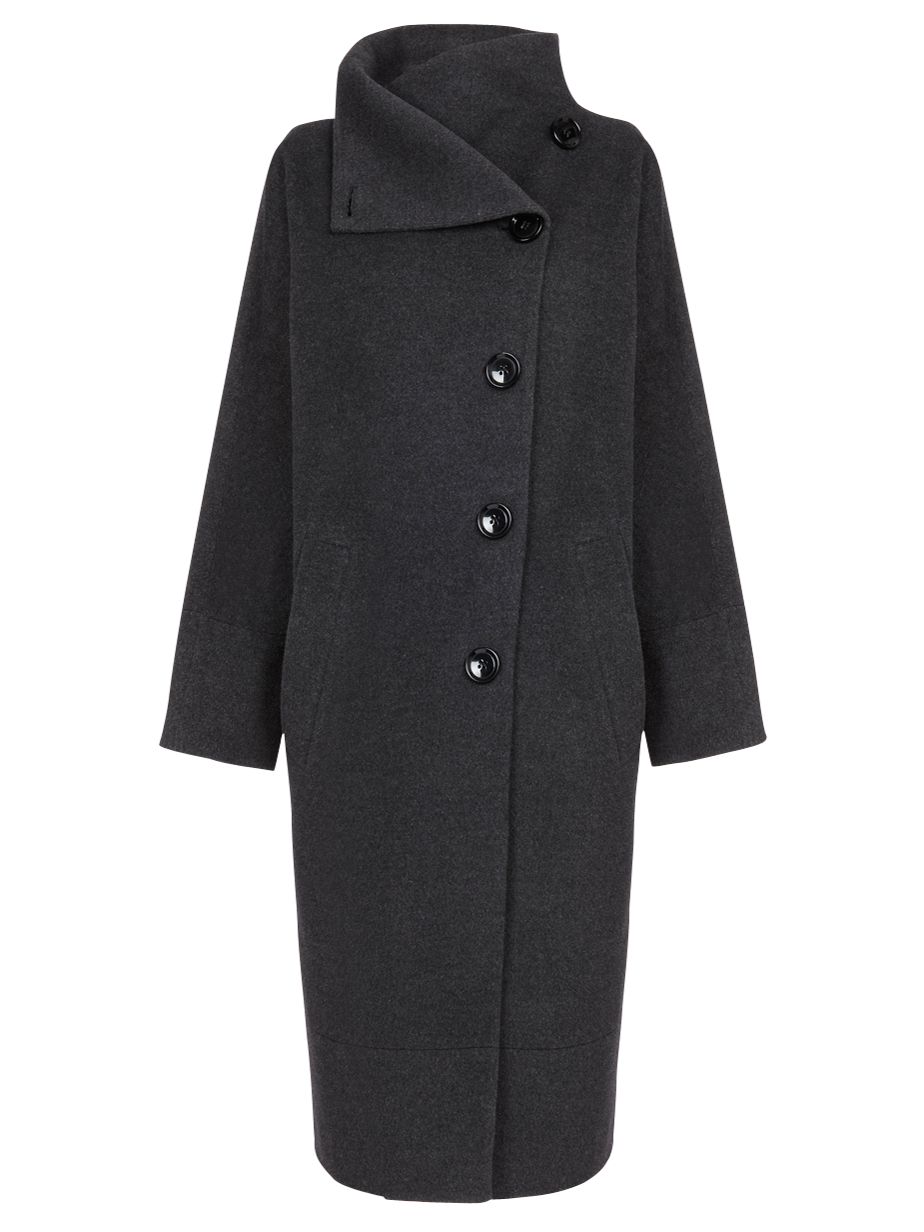 Jaeger Angora Blend Oversize Coat, Charcoal at JohnLewis