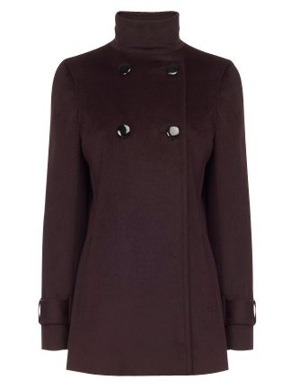 Jaeger Double Breasted Swing Coat, Purple at John Lewis