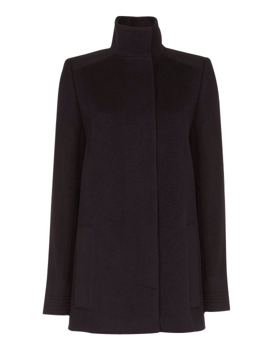 Jaeger Funnel Neck Belt Detail Jacket, Purple at John Lewis