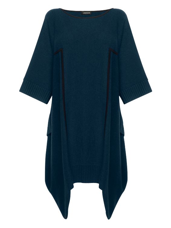 Jaeger Draped Knitted Sweater, Turquoise at John Lewis