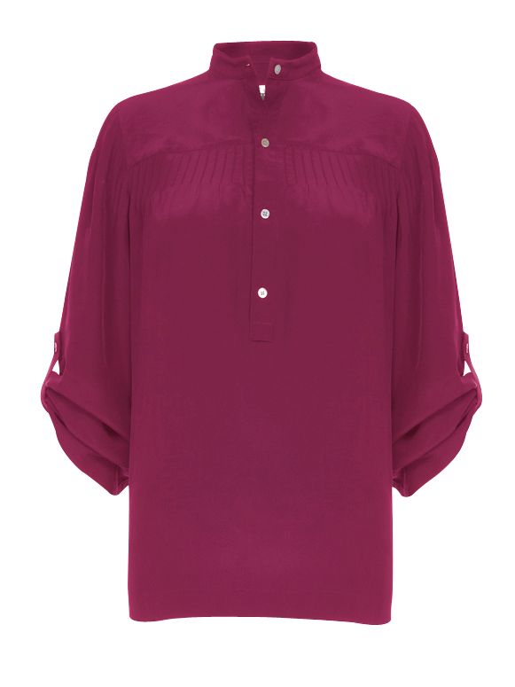 Jaeger Pintucked Yoke Blouse, Cerise