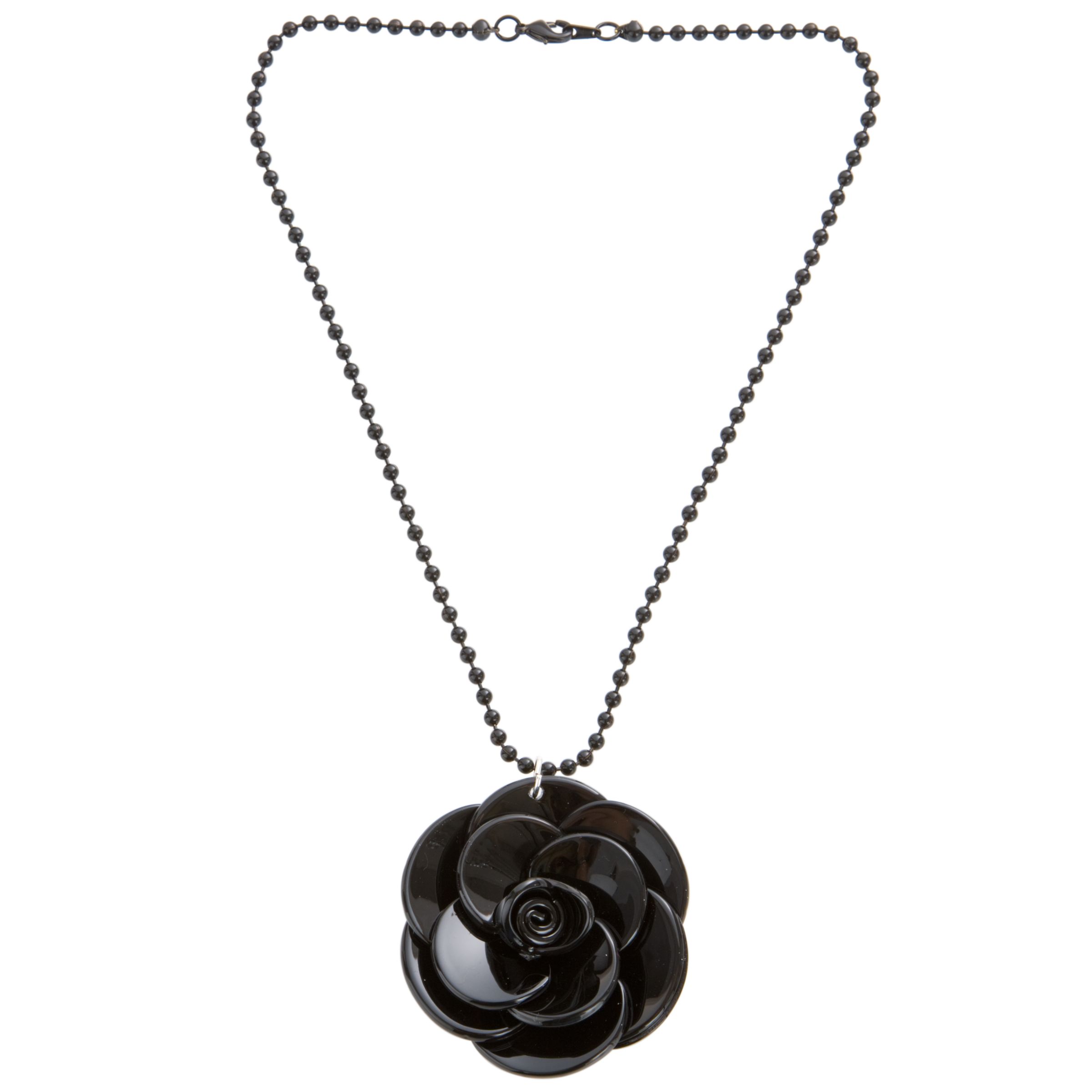 Big Baby Large Rosette Black Flower Pendant Necklace