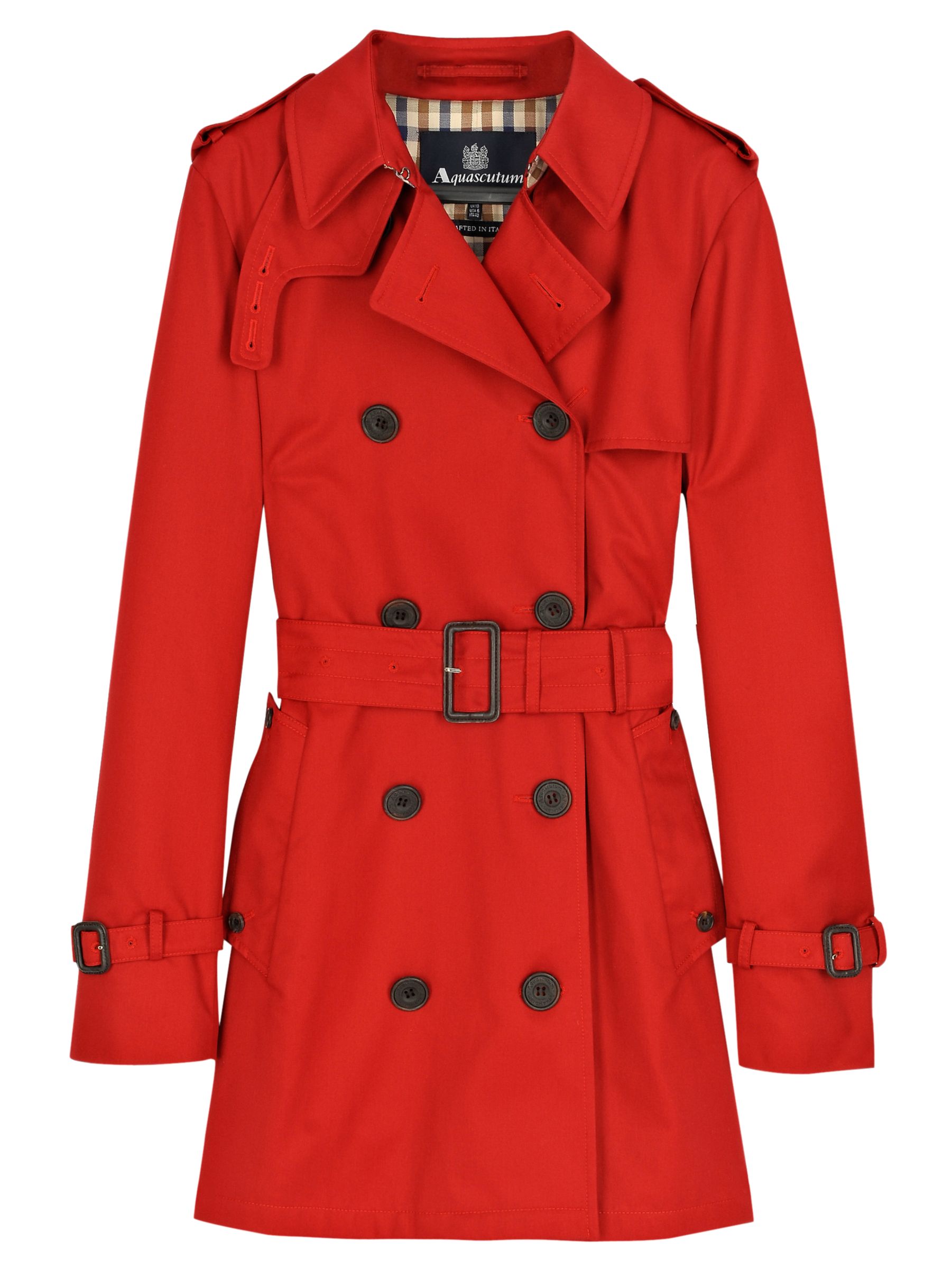 Aquascutum Multi-Stitch Short Raincoat, Cardinal Red at John Lewis