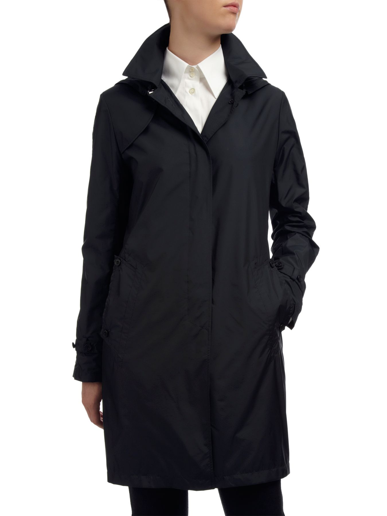 Aquascutum Aquamac Single Breasted Raincoat, Navy at John Lewis