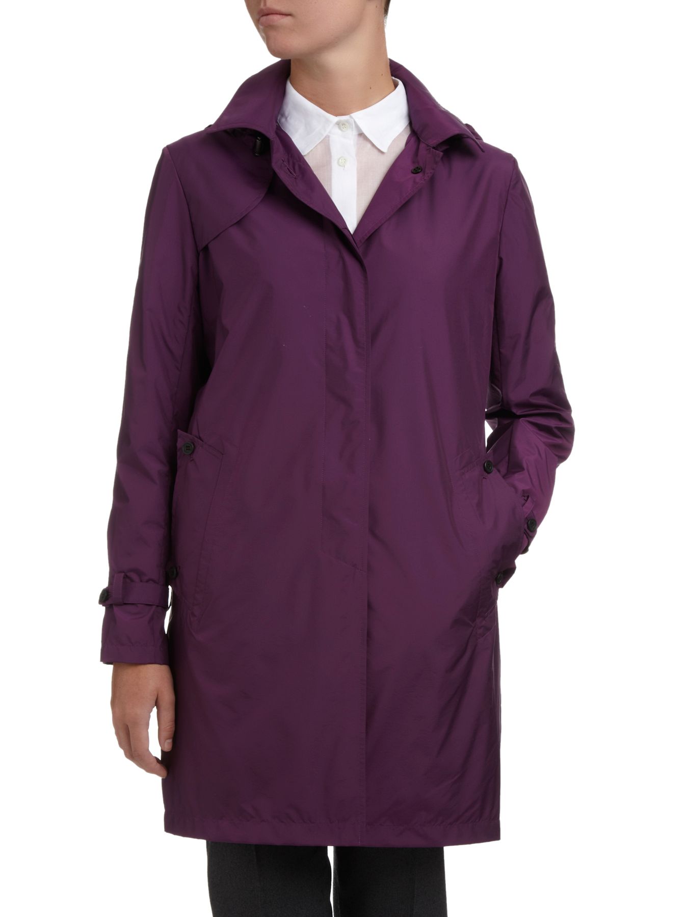 Aquascutum Aquamac Single Breasted Raincoat, Dark Orchard at John Lewis