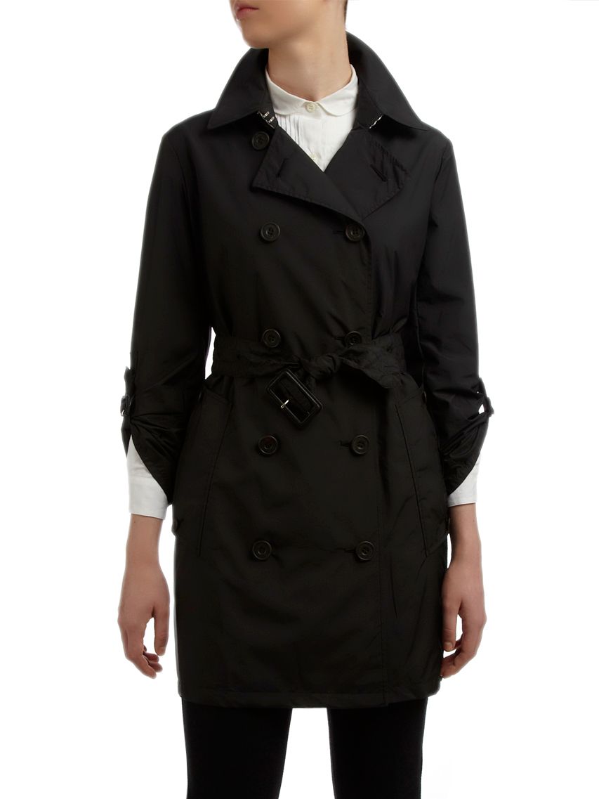 Aquascutum Aquamac Double Breasted Raincoat, Black at John Lewis