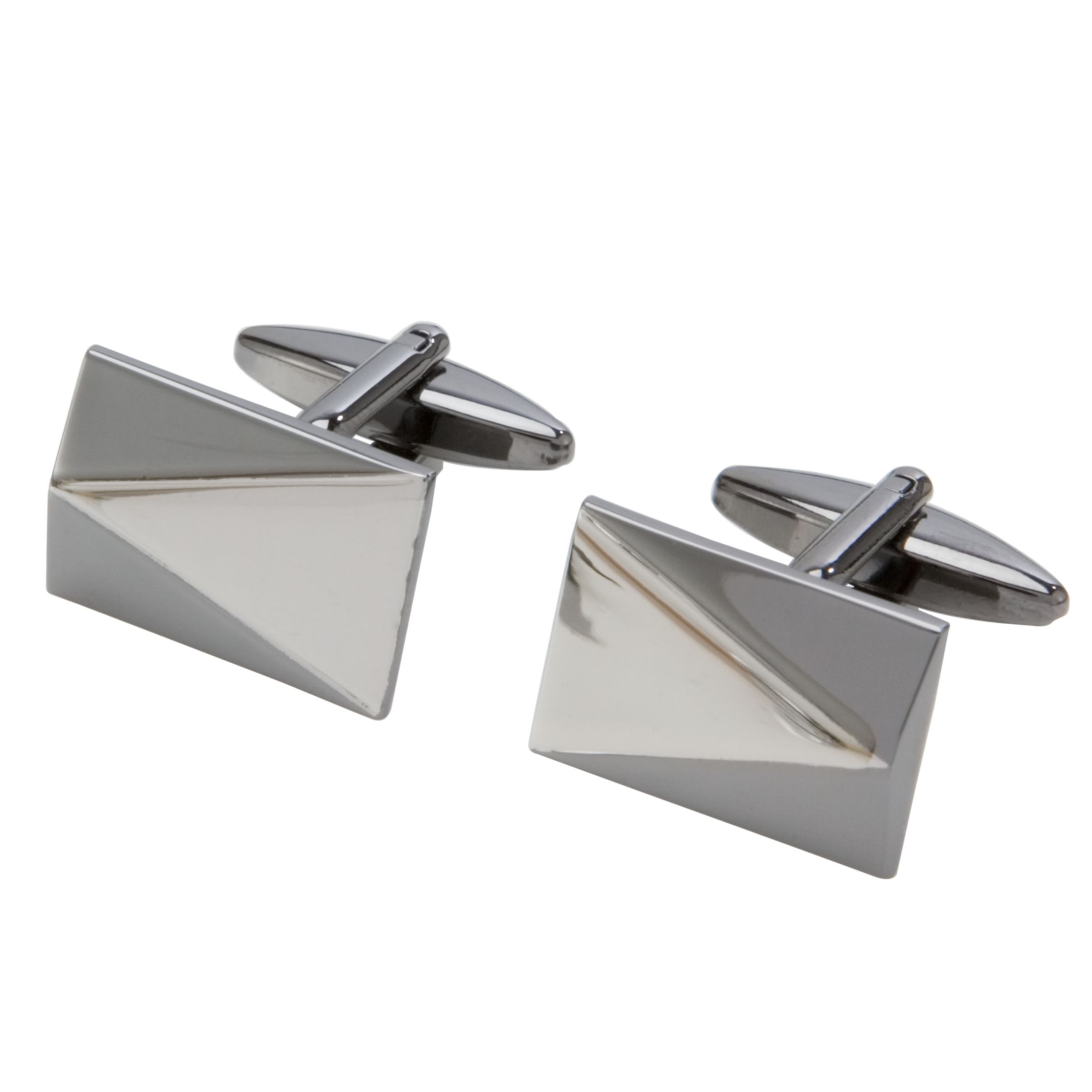 John Lewis Men John Lewis Chrome Rectangle Cufflinks, Silver