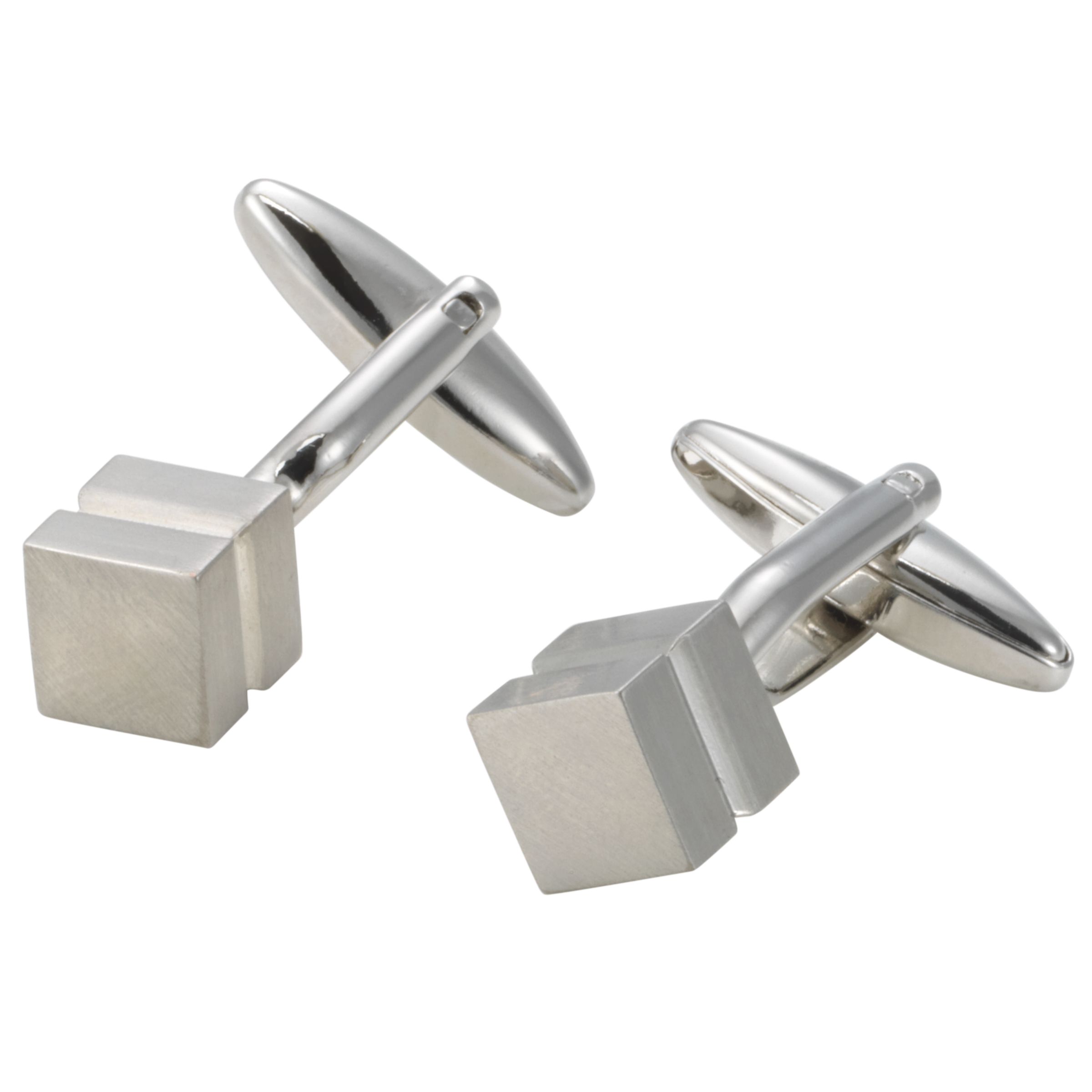 John Lewis Men Cube Cufflinks, Grey