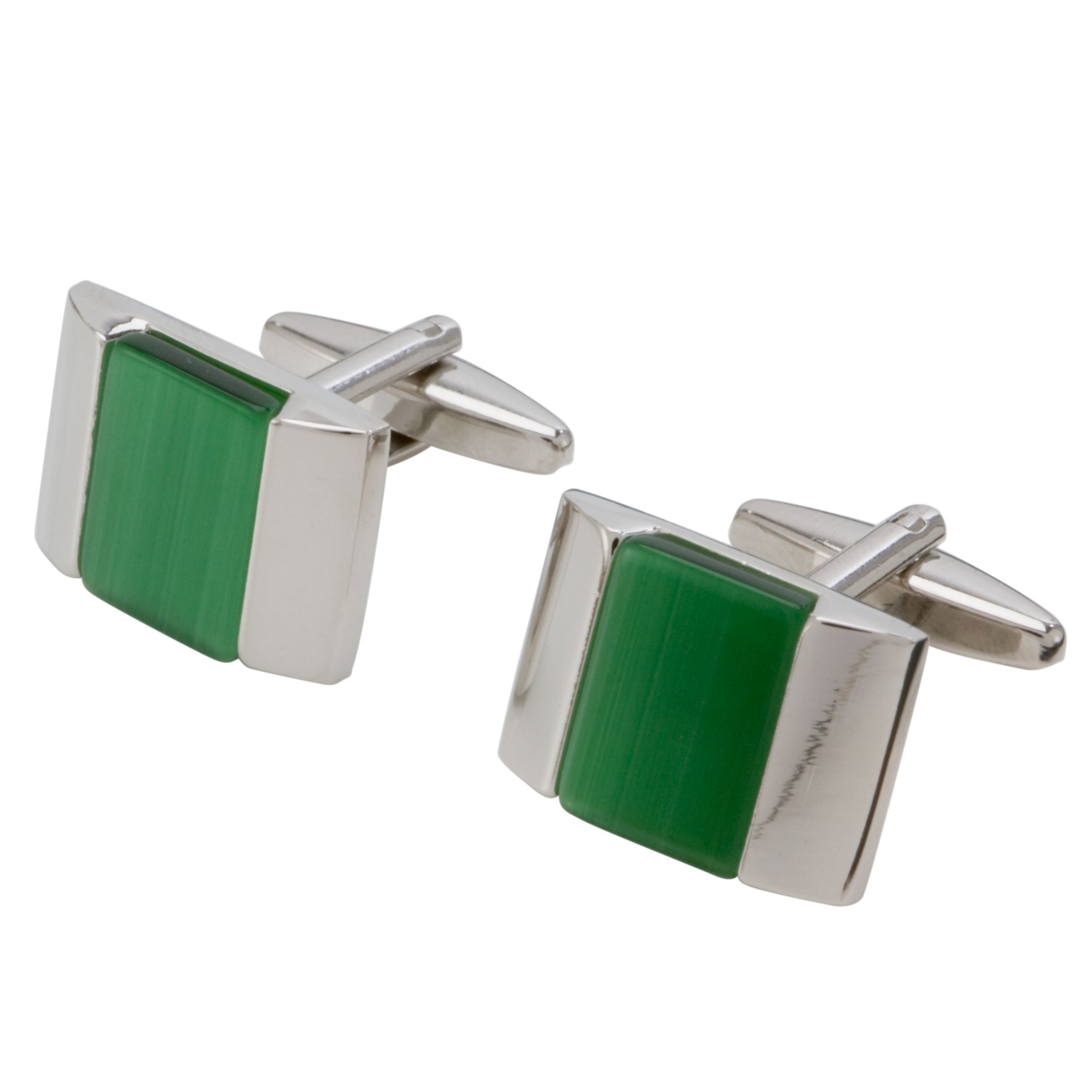 John Lewis Men Jade Square Cufflinks, Jade