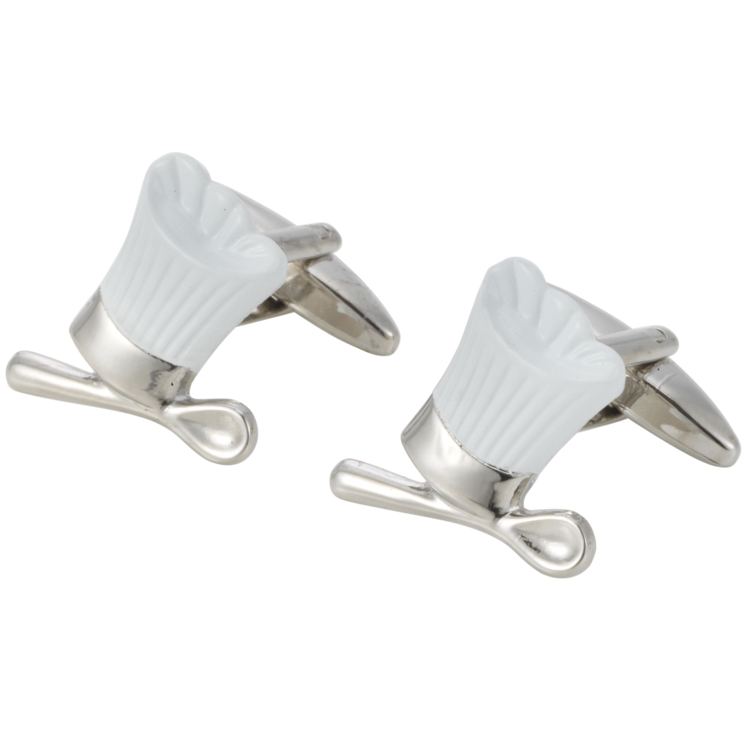 John Lewis Men White Chef Cufflinks, White