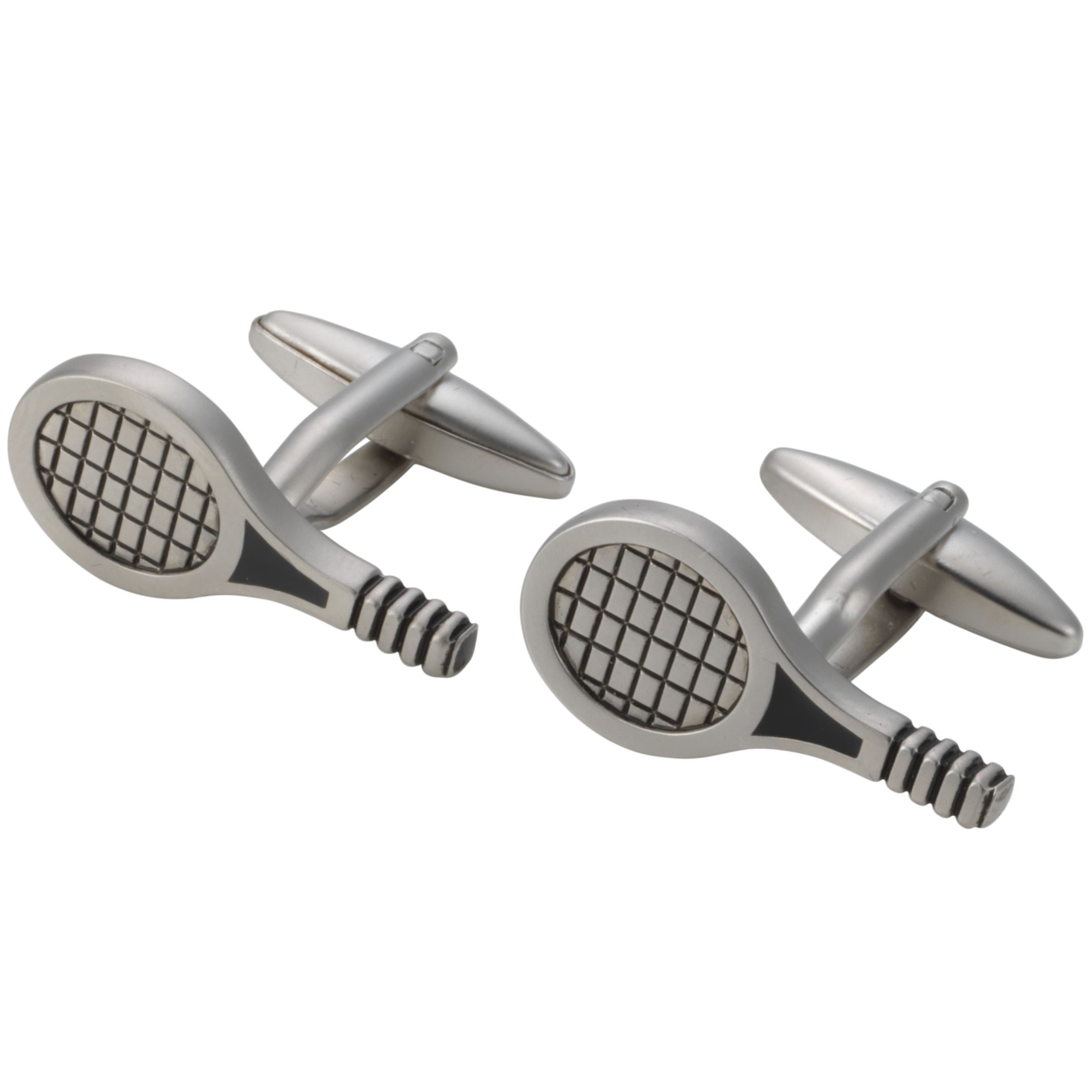 Tennis Rackett Cufflink, Silver