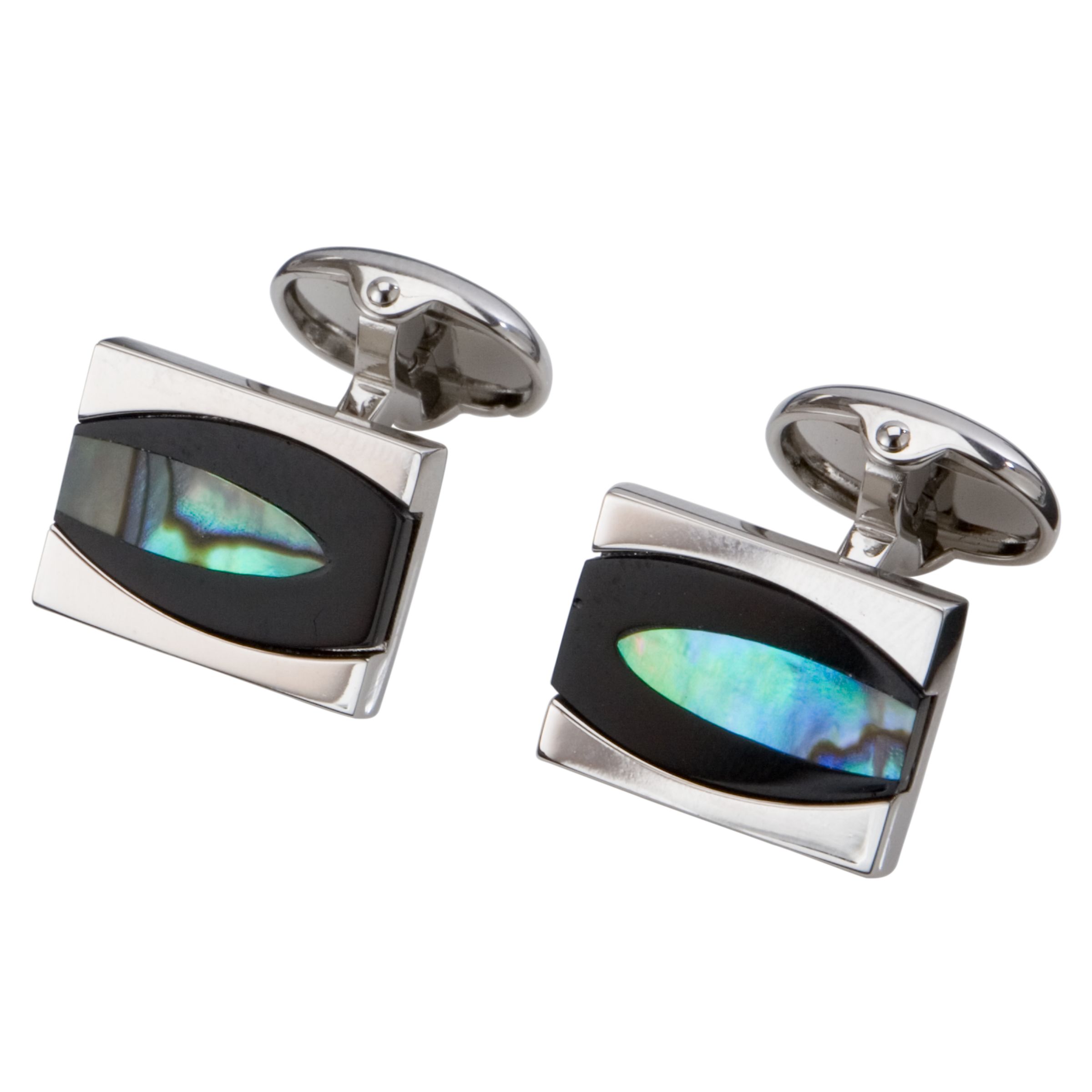 John Lewis Men Abalone Rectangle Cufflinks, Green