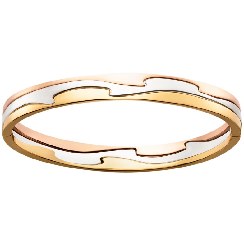 Georg Jensen Fusion Rose White Yellow Gold Bangle at John Lewis