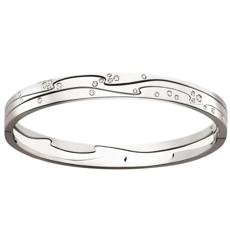 Georg Jensen Fusion White Gold Diamond Bangle, M/L at JohnLewis