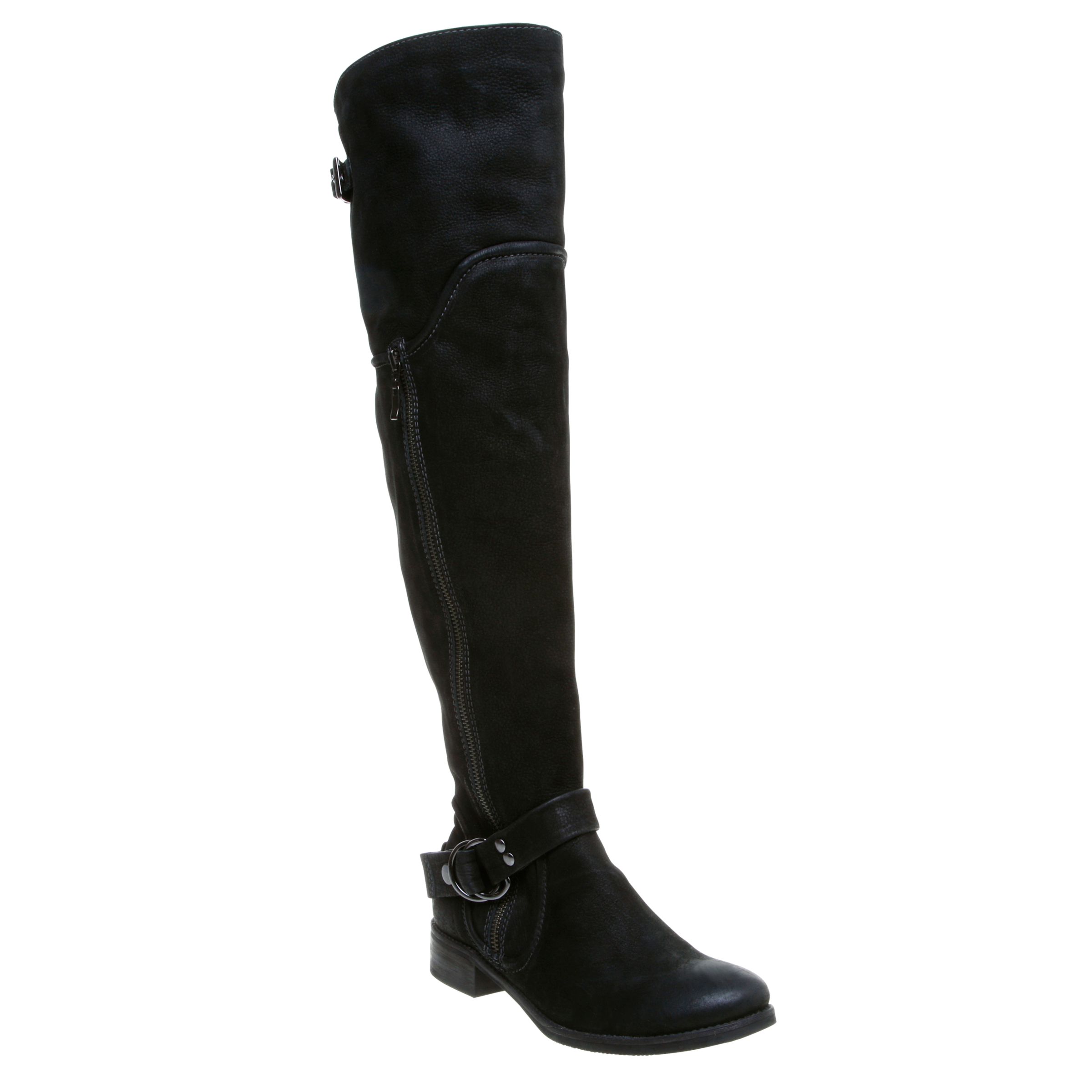 Dune Bad Tall Biker Boots, Black at JohnLewis