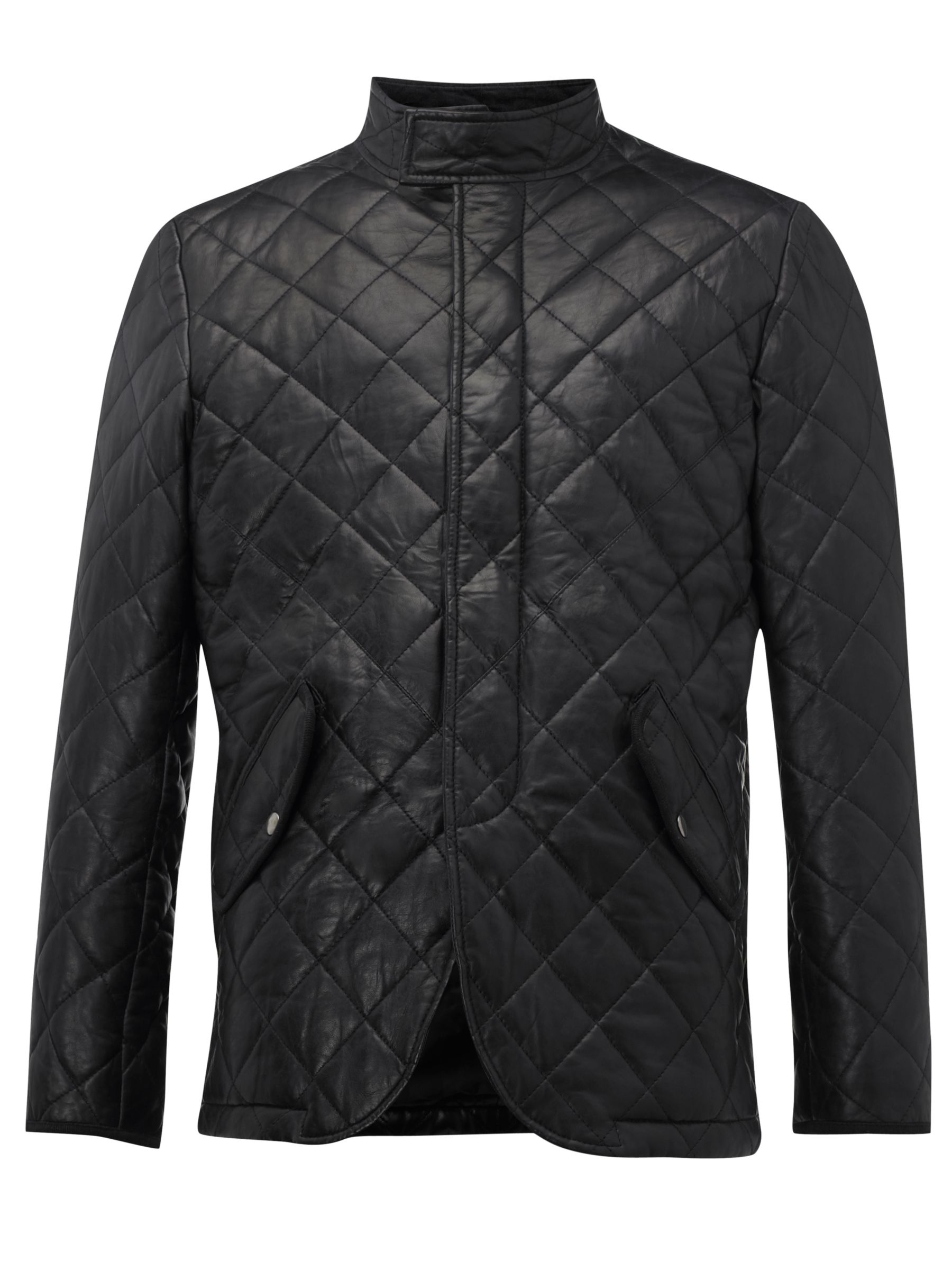 Joe Casely-Hayford for John Lewis Alcade Quilted Leather Jacket, Navy at John Lewis