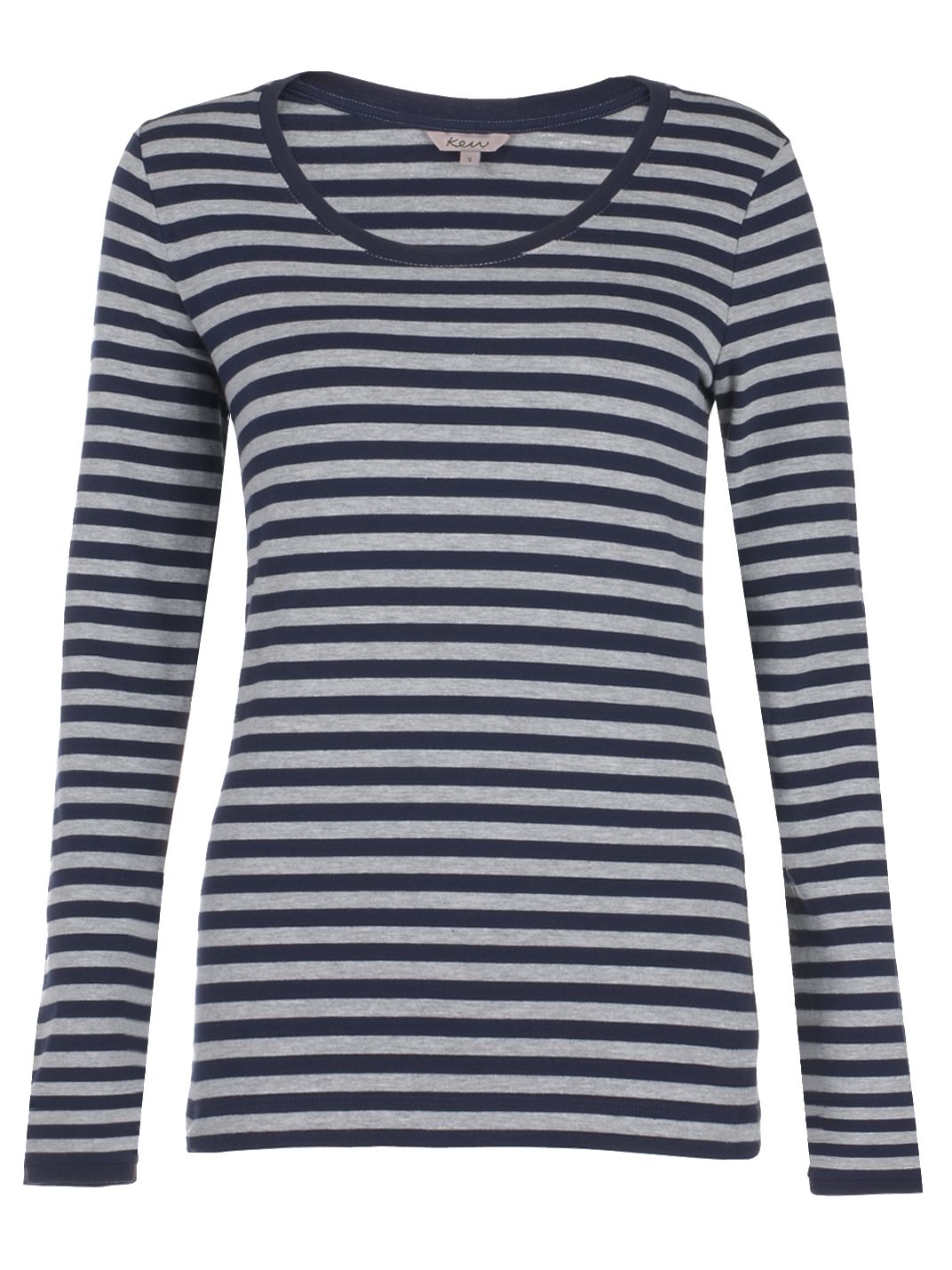 Cotton Stripy Scoop Long Sleeve T-Shirt,