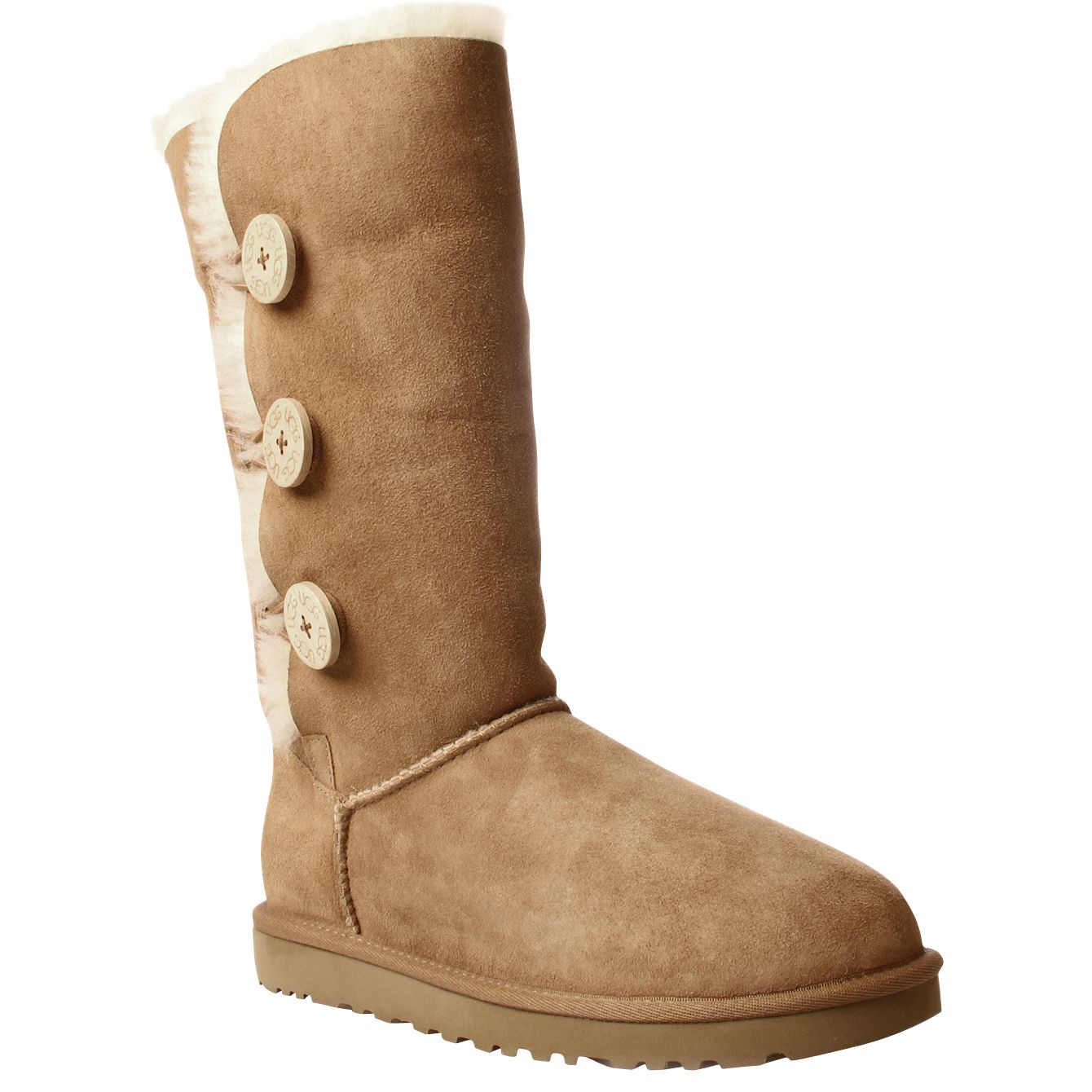 Ugg B Button Triple Tall Boots, Brown at John Lewis